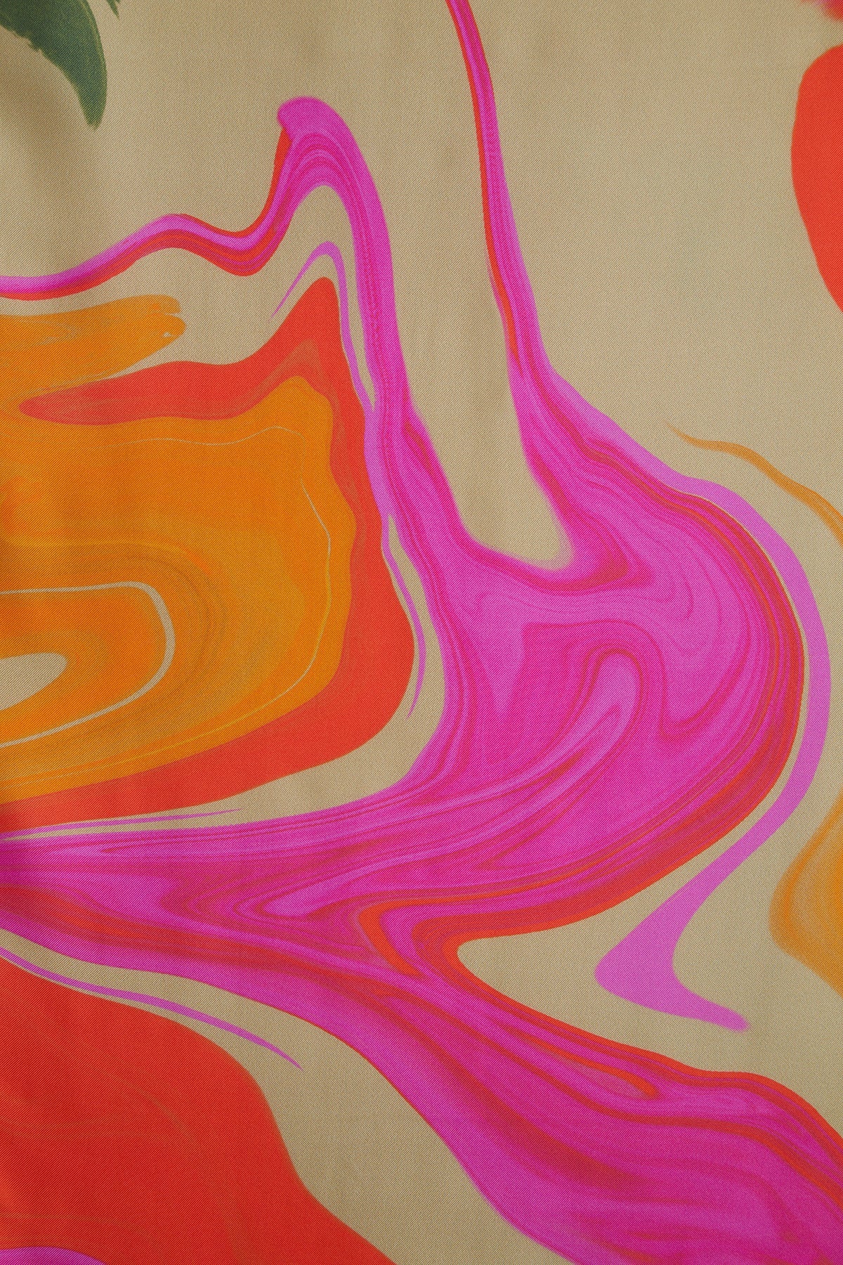 Red Fuchsia Print Silk Scarf