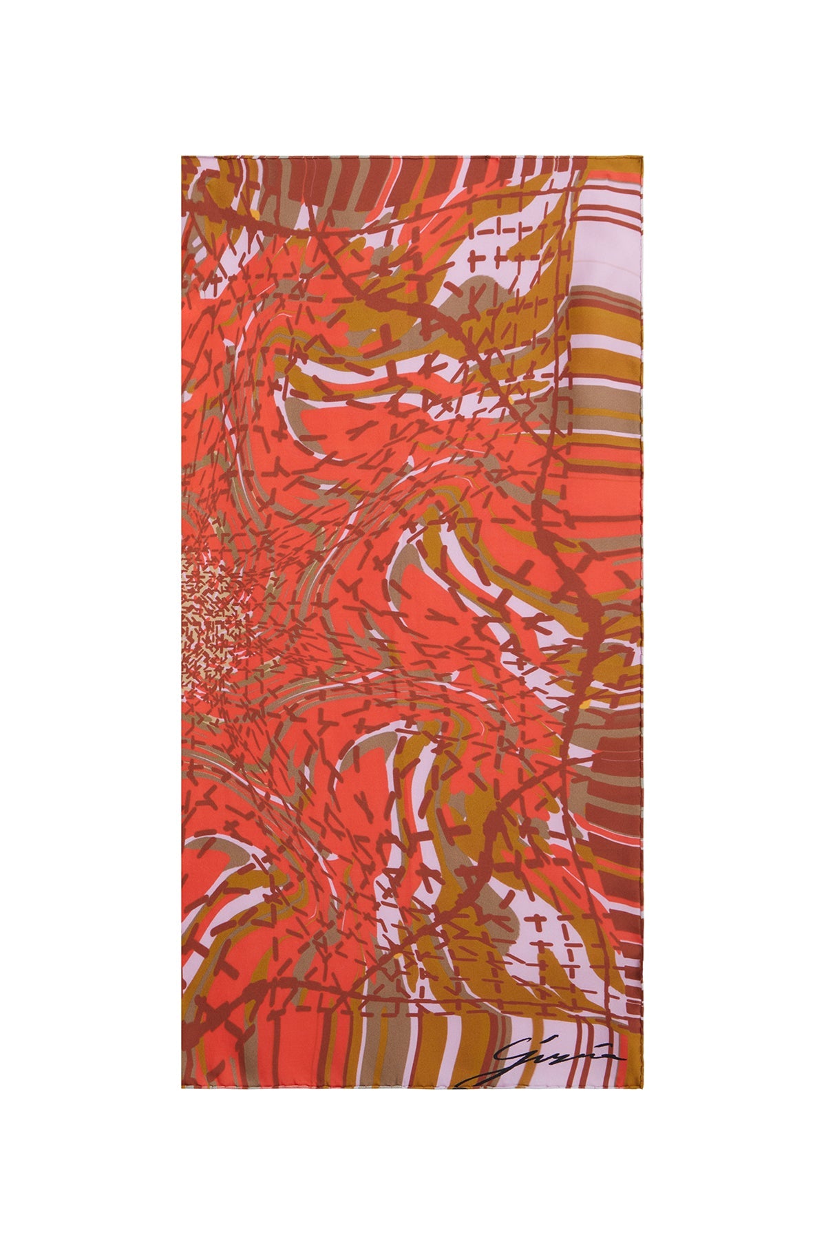 Brown Multicolor Striped Silk Scarf
