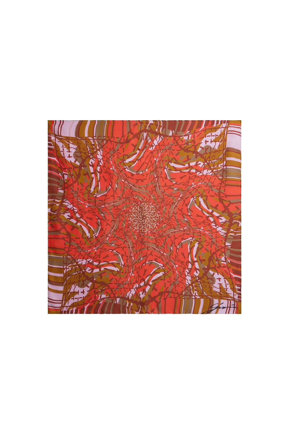 Brown Multicolor Striped Silk Scarf