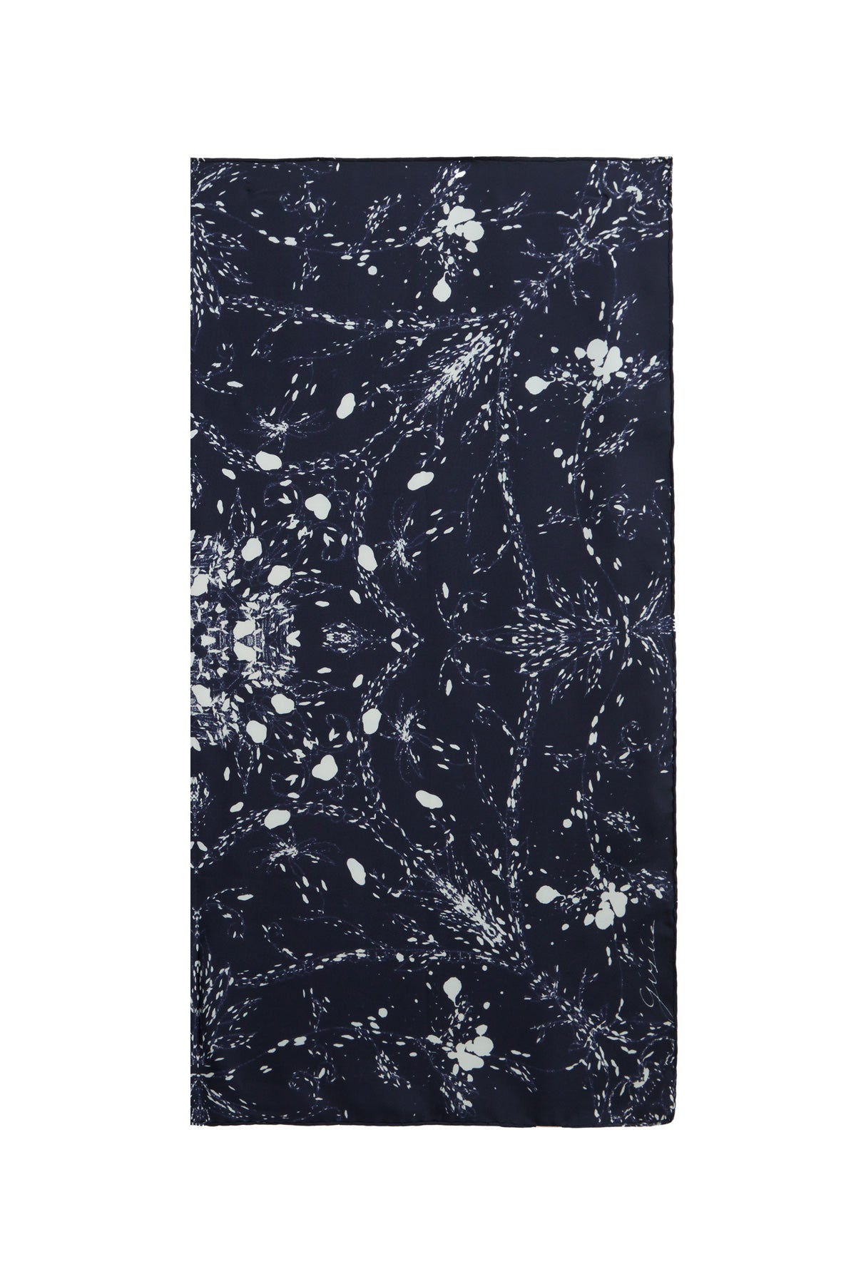 Navy Midnight Embroidery Silk Scarf