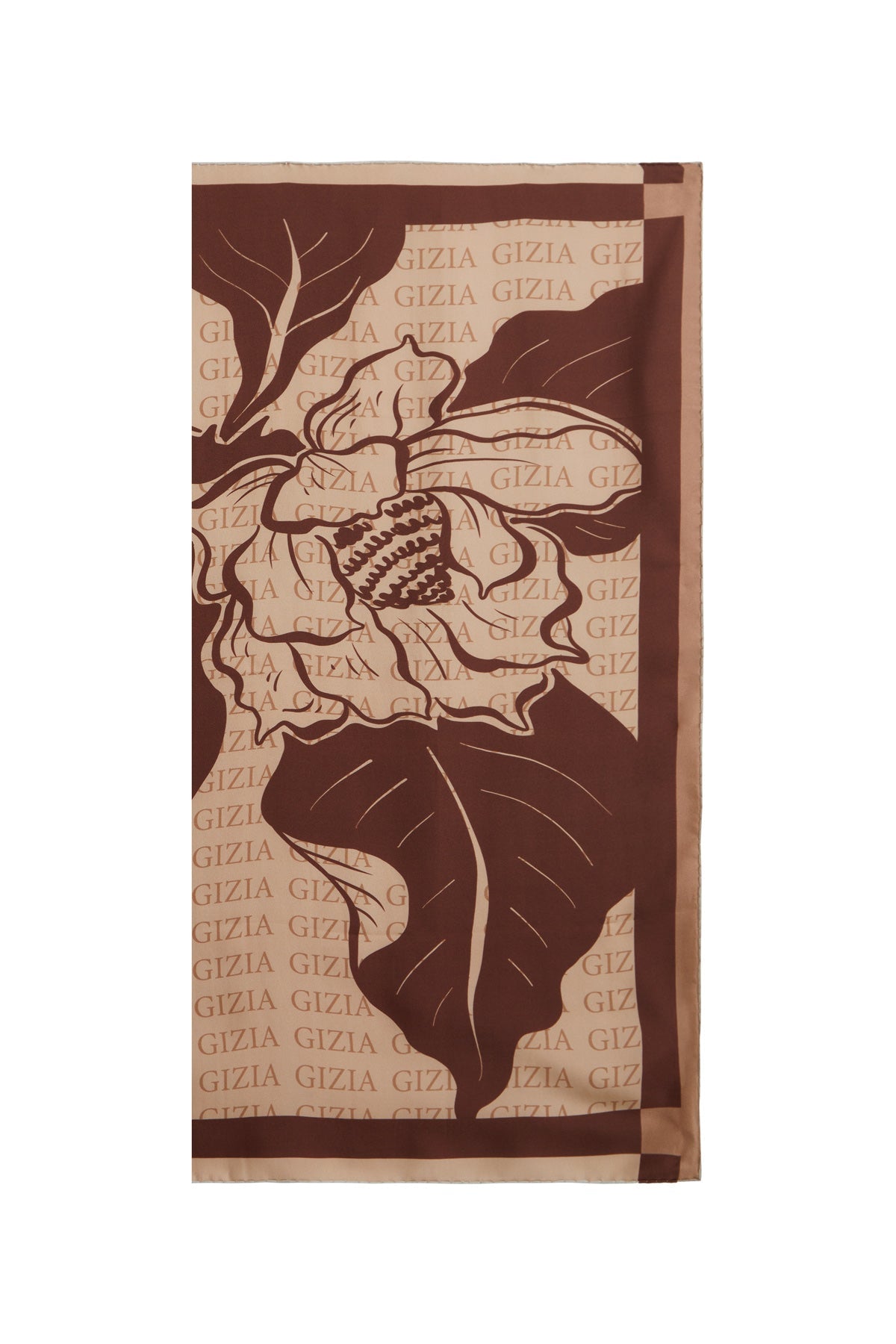 Brown Printed Silk Scarf