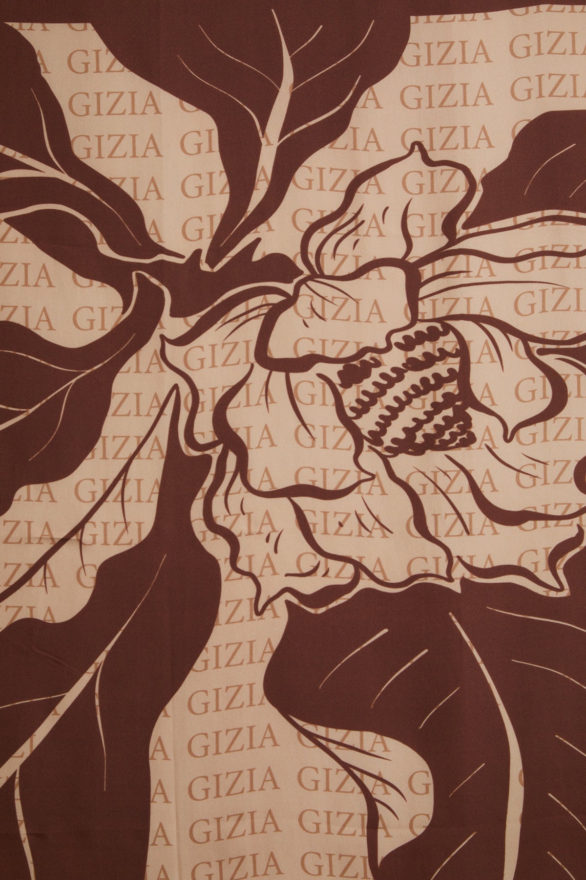 Brown Printed Silk Scarf