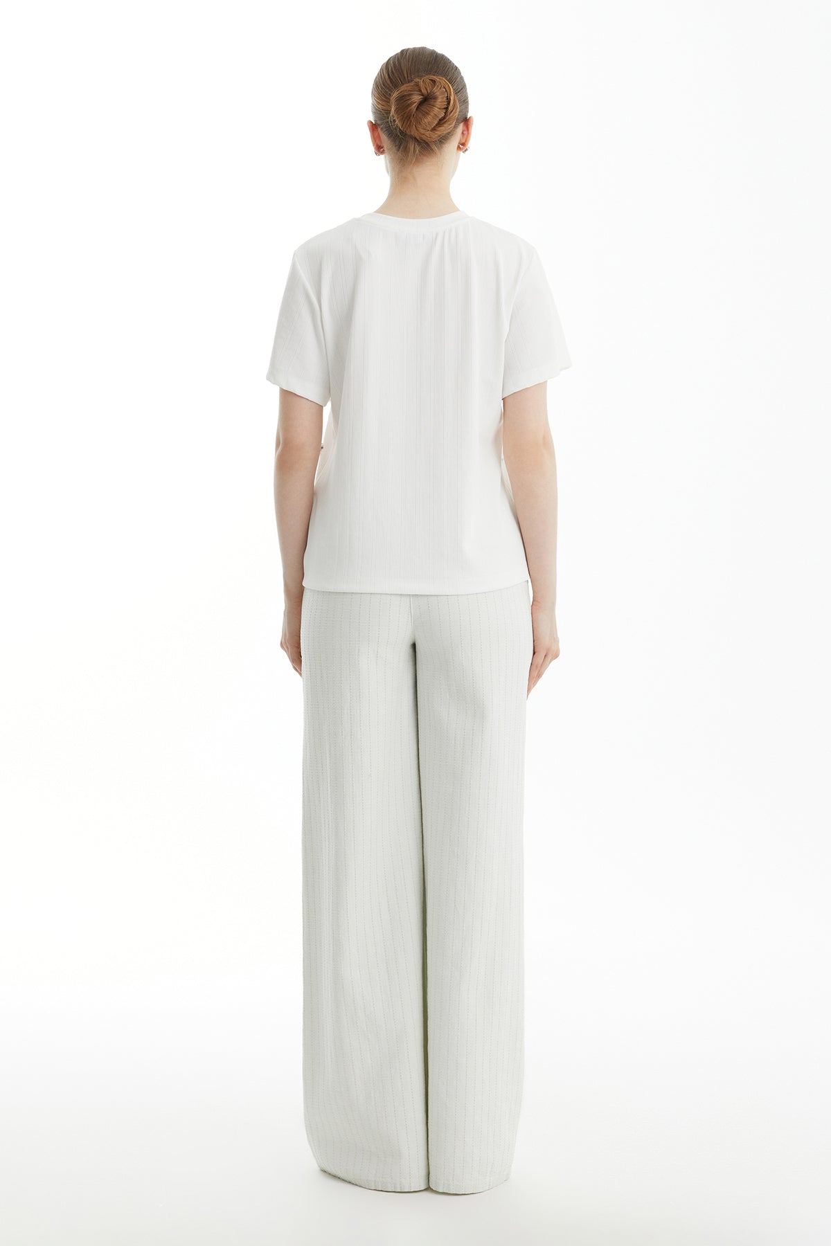 White Embroidered Short-Sleeve Blouse