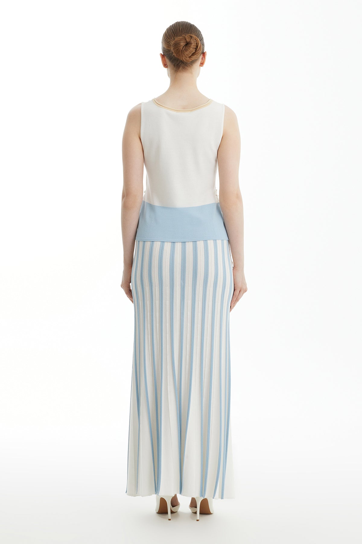 Ecru Contrast- Trim Wide-Strap Blouse