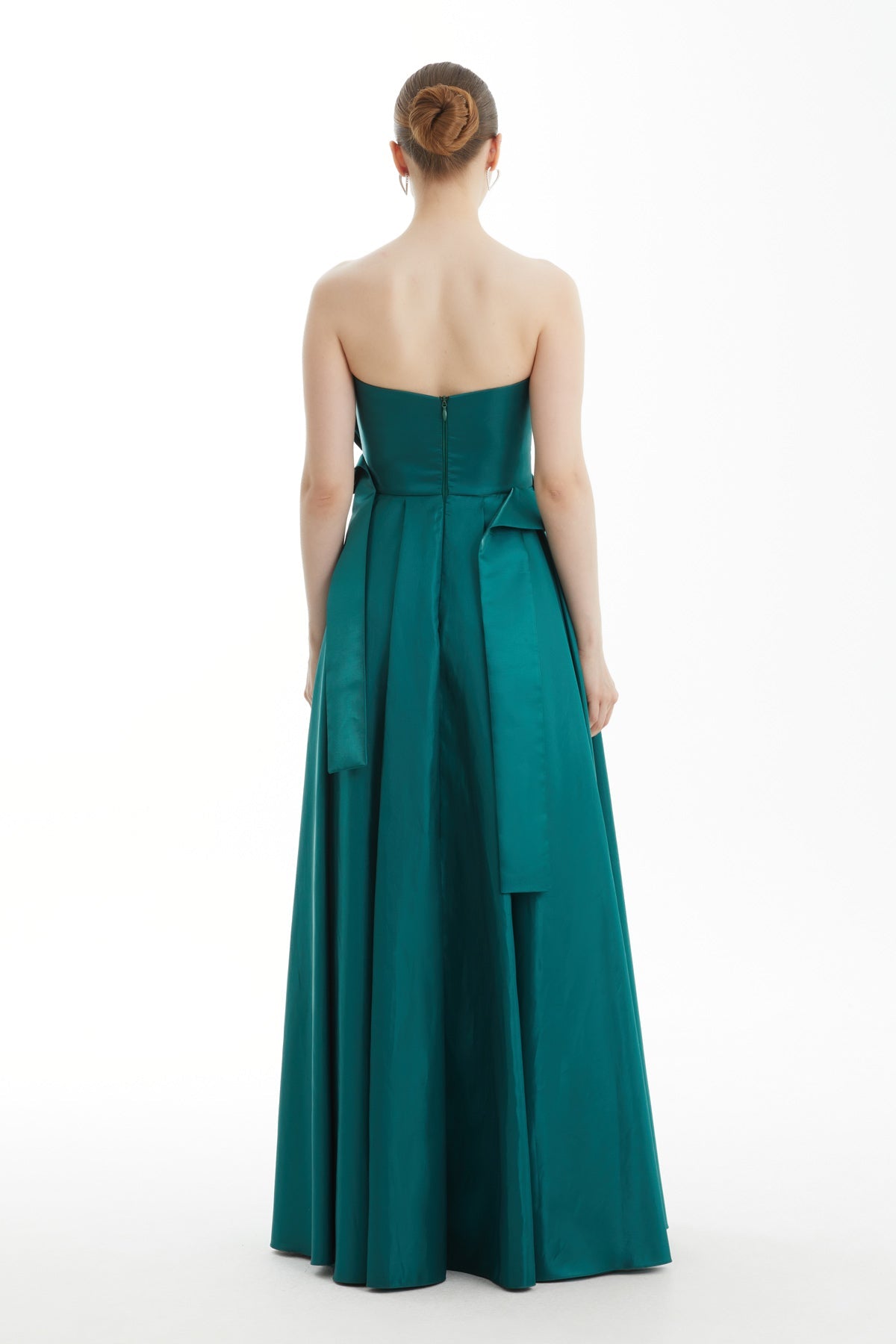 Green Embroidered Strapless Dress