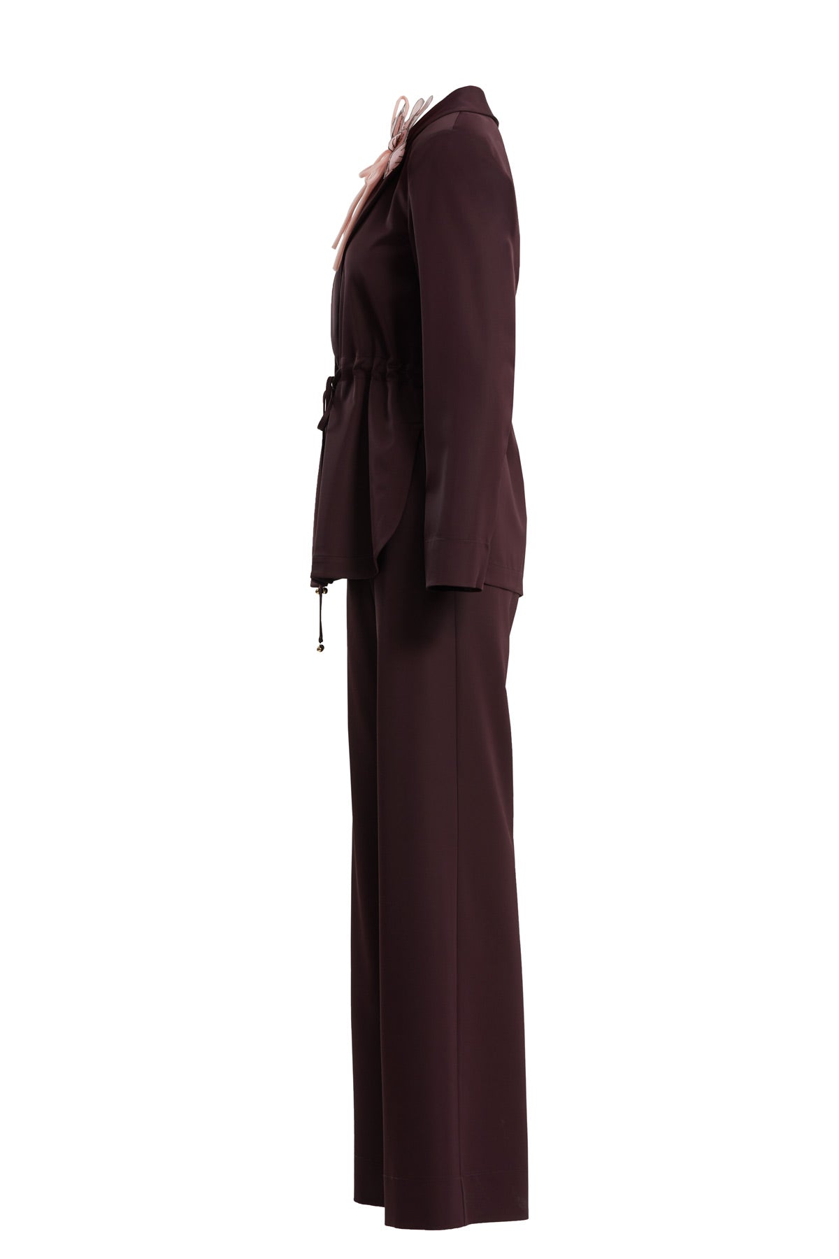 Purple Purple Floral Brooch Detail Blazer and Pants Set