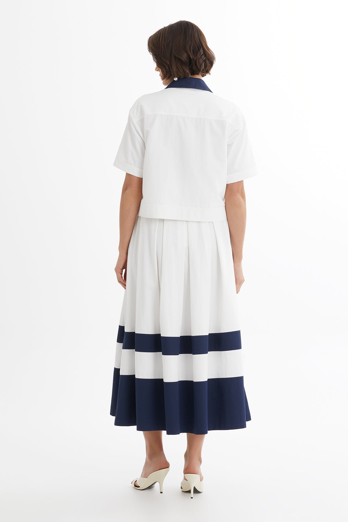Ecru Contrast Stripe Midi Set