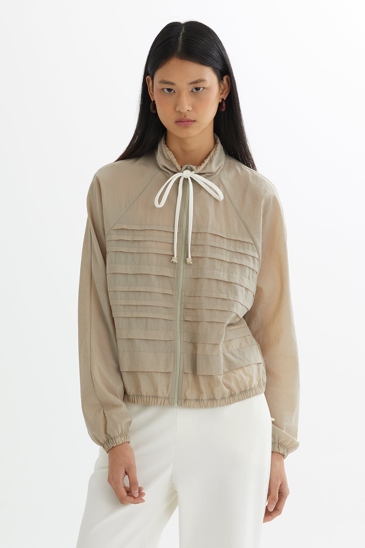 Beige Embroidered Blazer Sweat Set