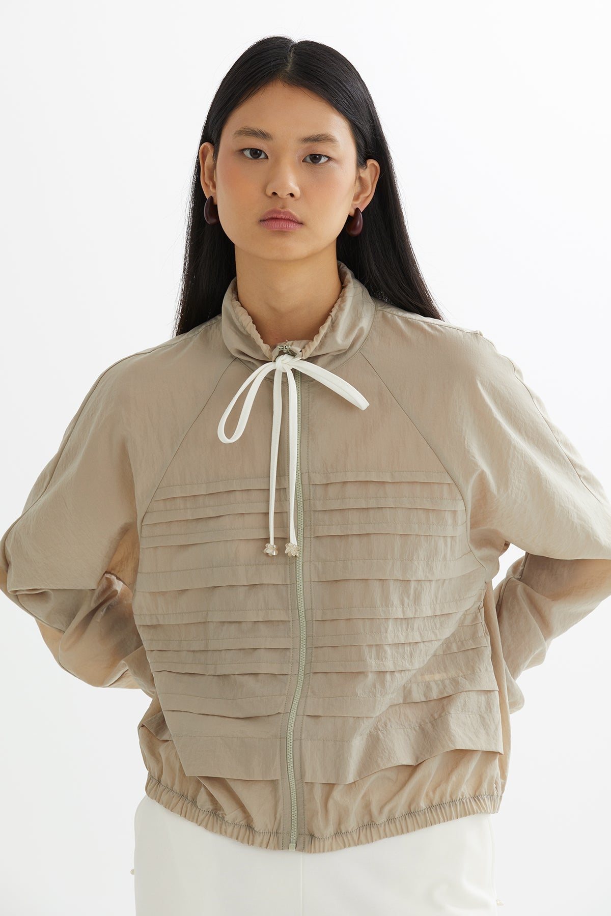 Beige Embroidered Blazer Sweat Set