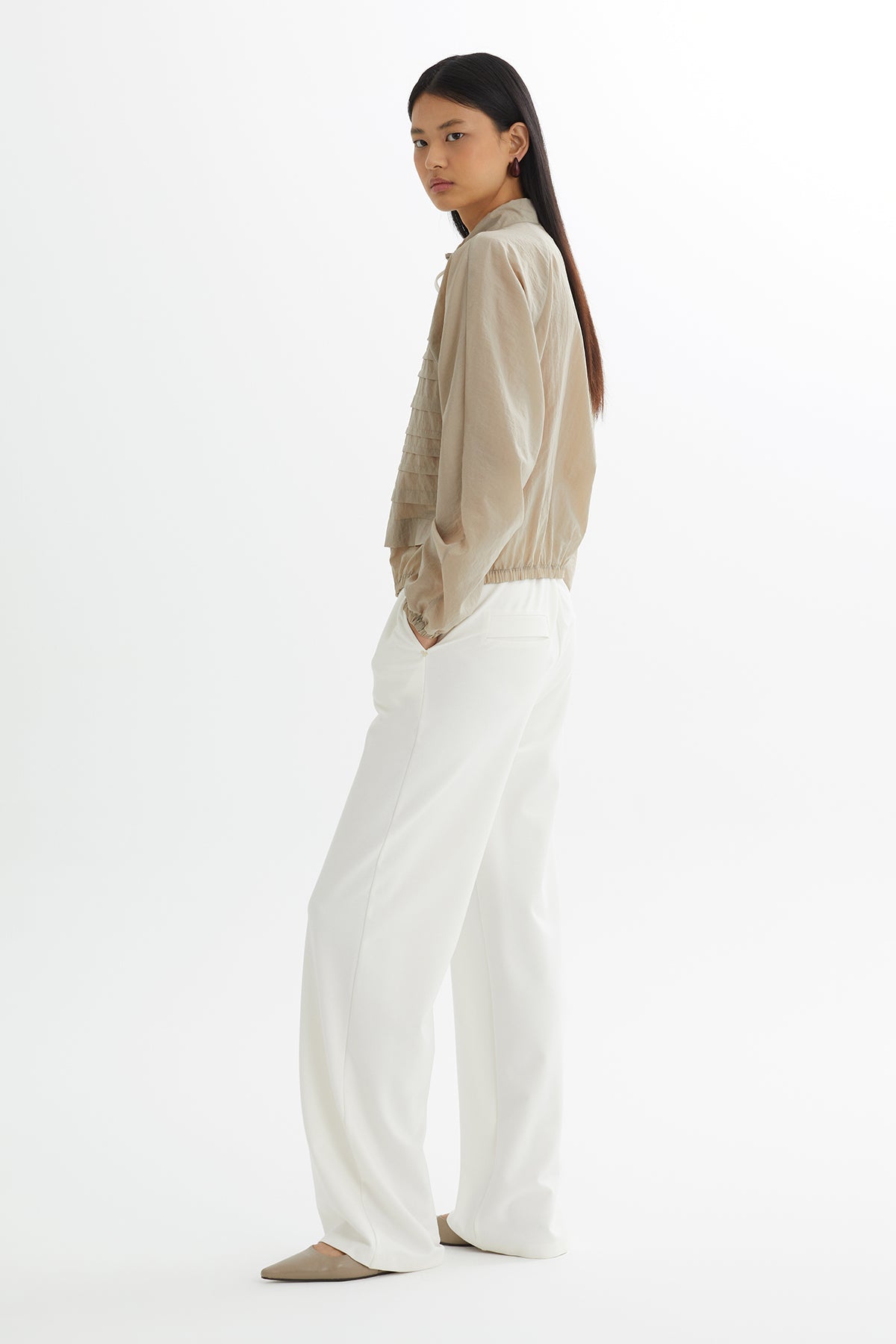 Beige Embroidered Blazer Sweat Set