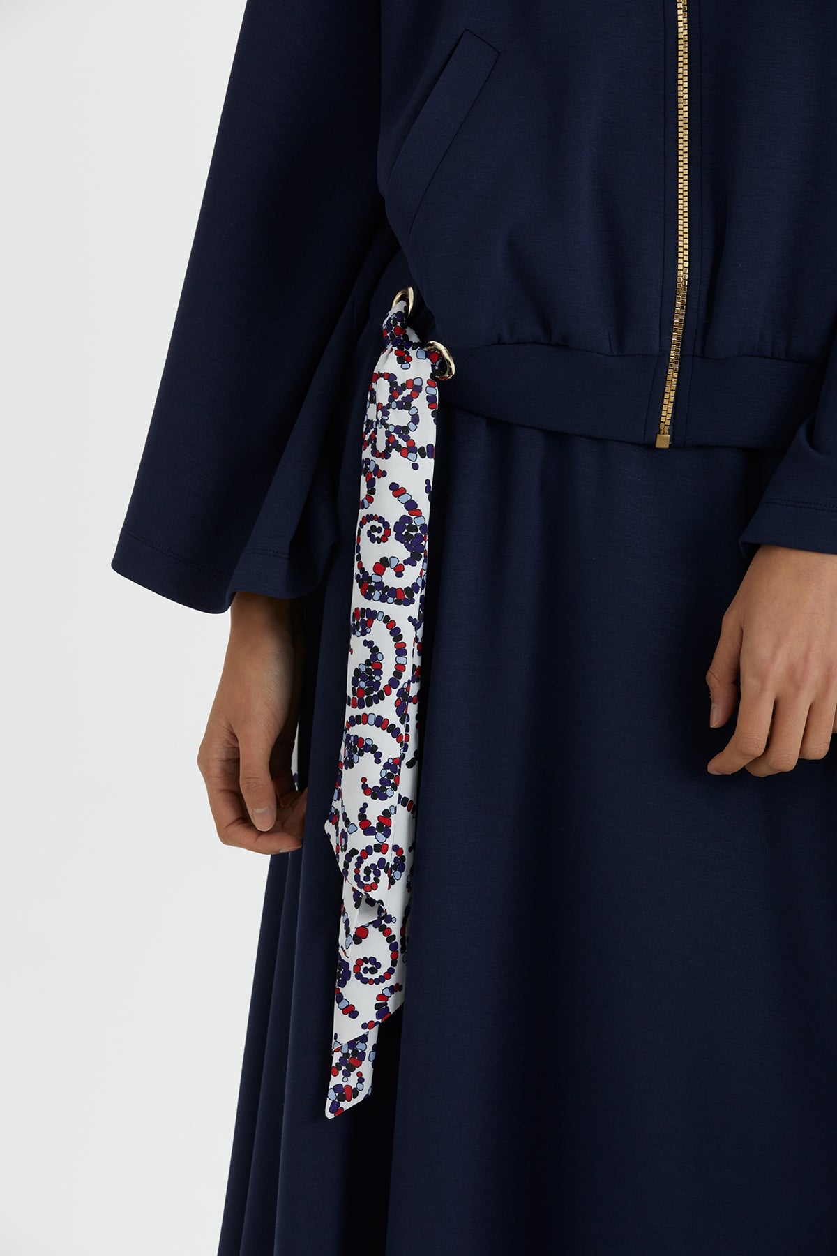 Dark Navy Batwing Sleeve Jacket and Skirt Sweatshirt Set