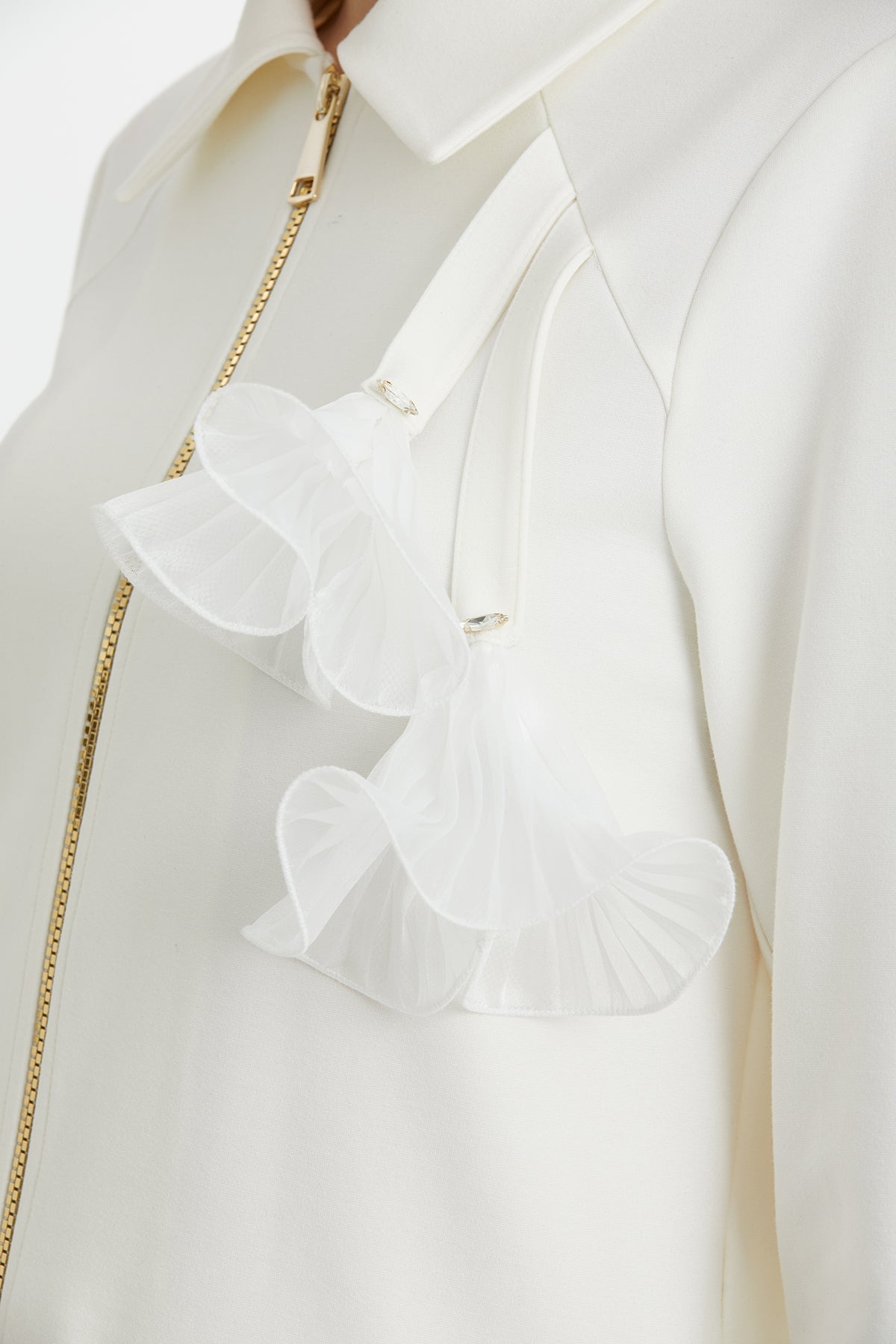 Ecru Jacket and Pants Sweatshirt Set