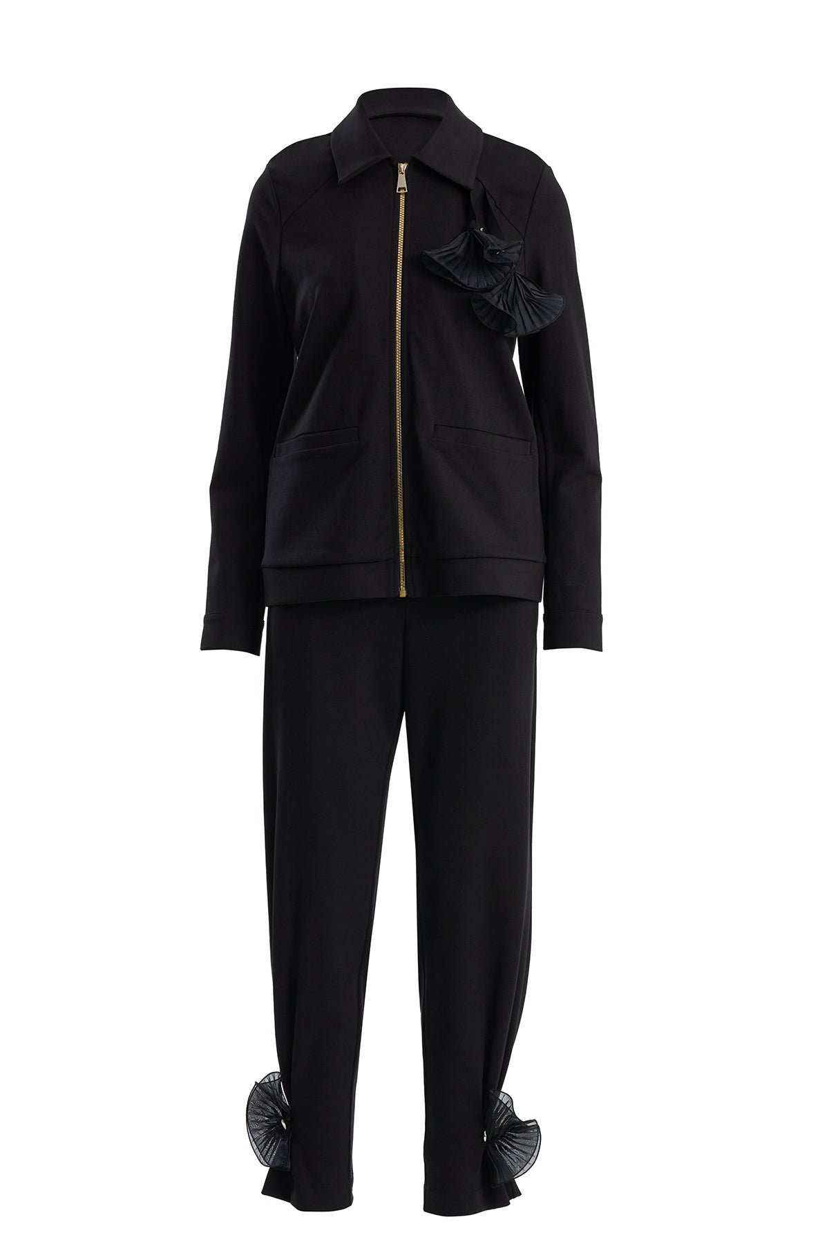 Black Jacket and Pants Sweatshirt Set