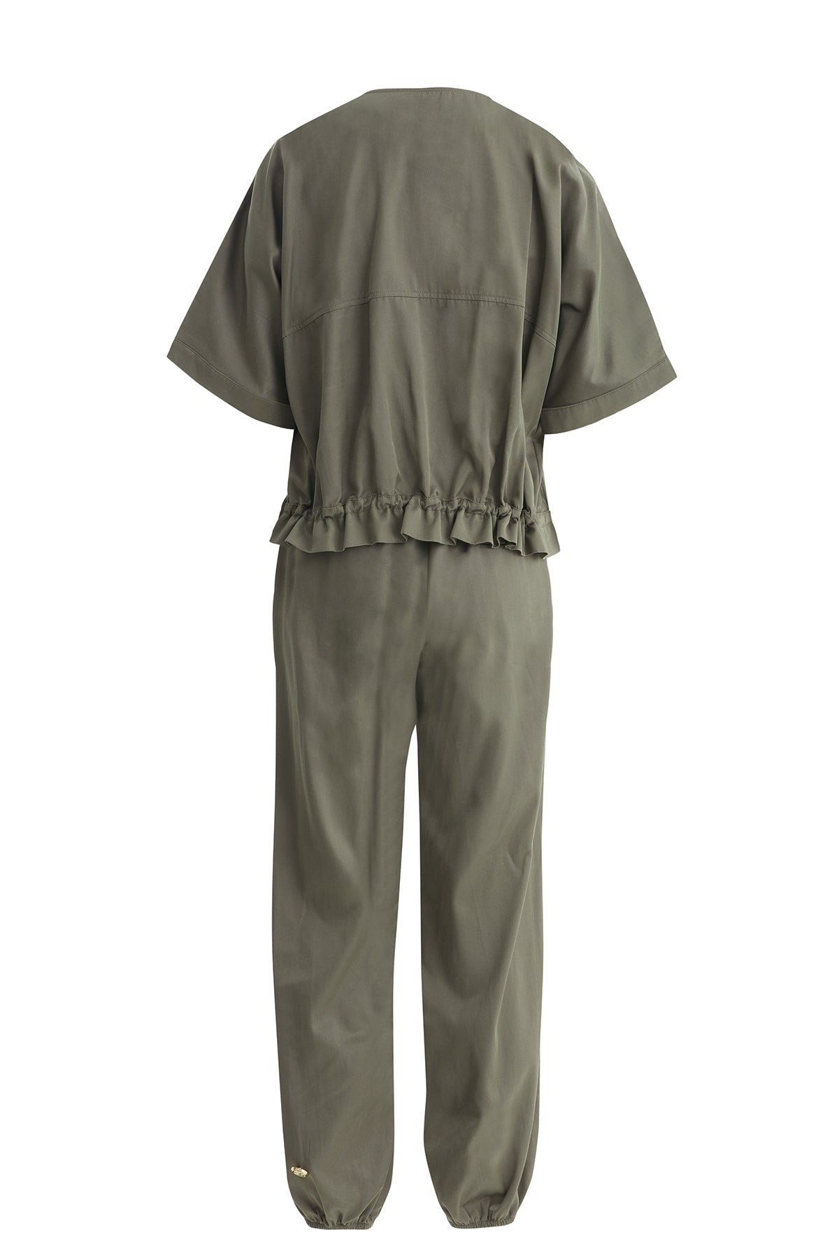 Green Gathered Waist Jacket Track Set