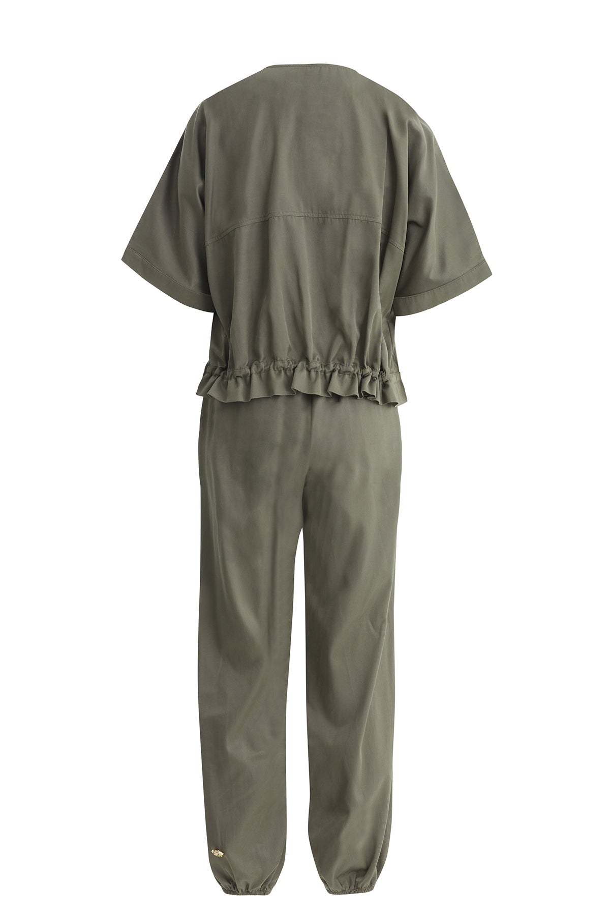 Green Gathered Waist Jacket Track Set