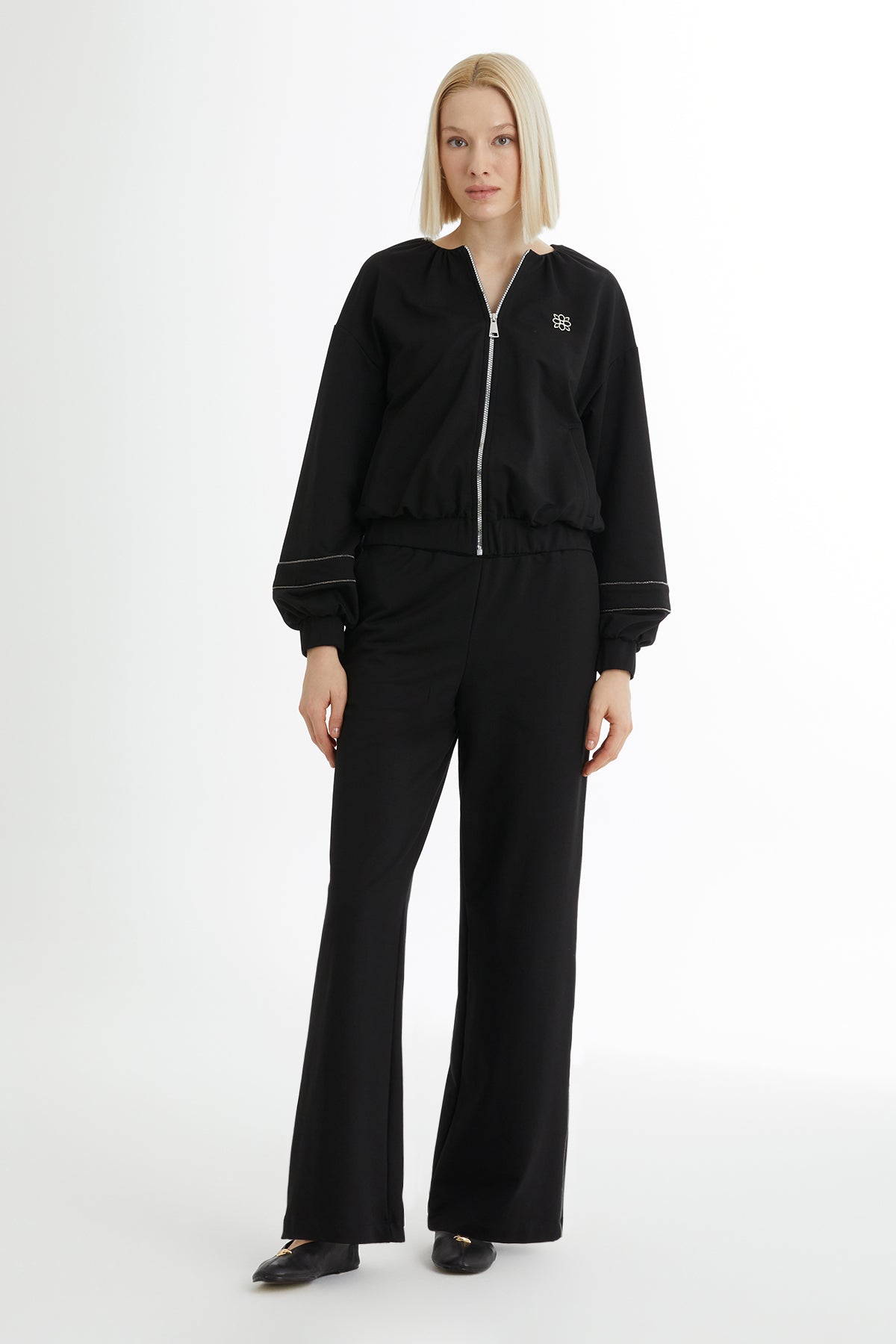 Black Stripe Detail Sweat Set