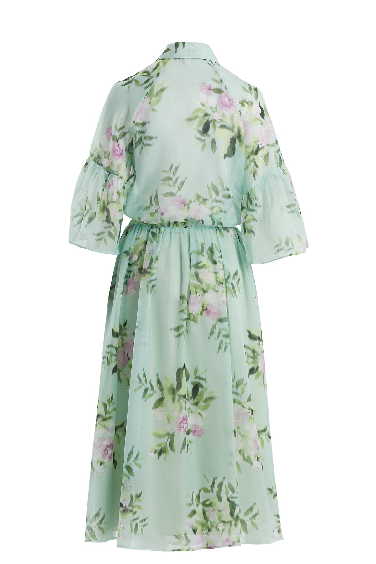 Green Patterned Shirt and Skirt Set