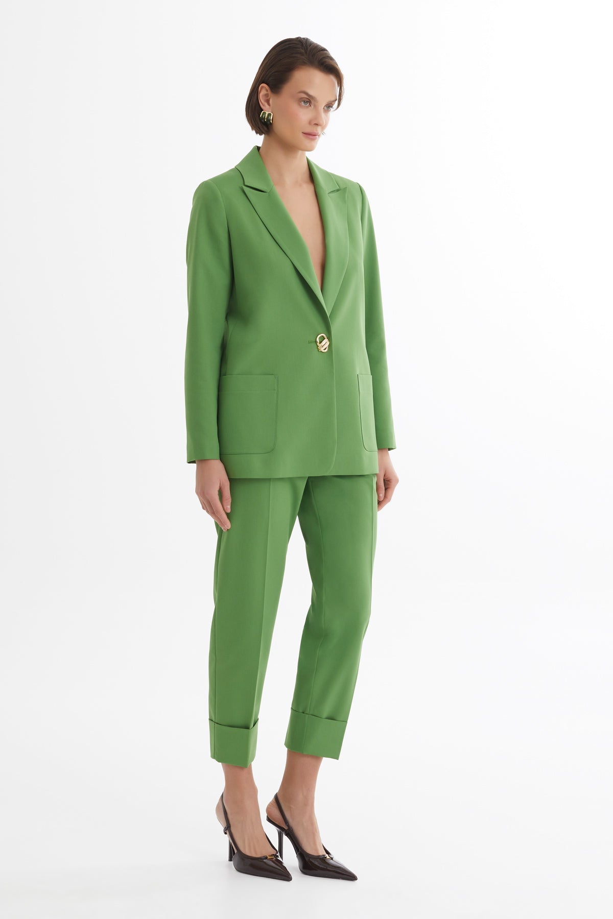 Green Single-Button Blazer Suit