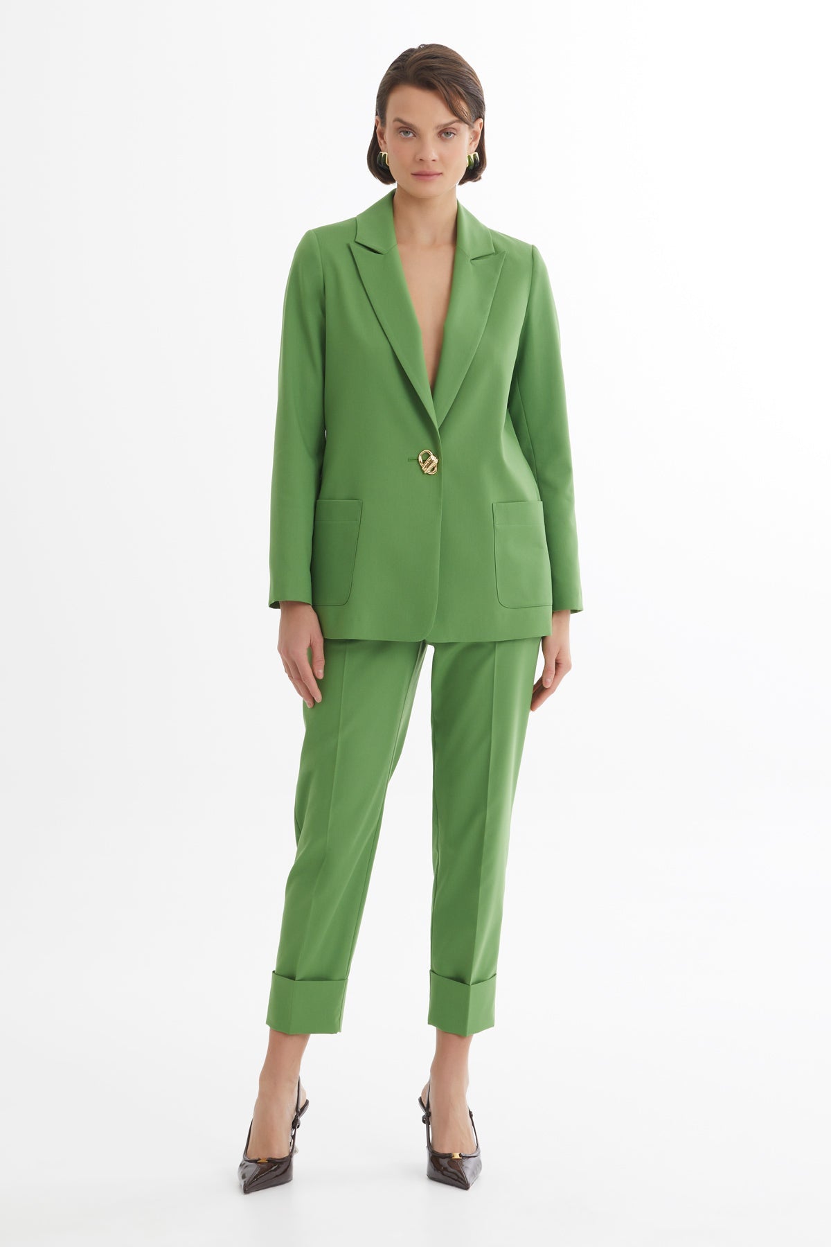 Green Single-Button Blazer Suit