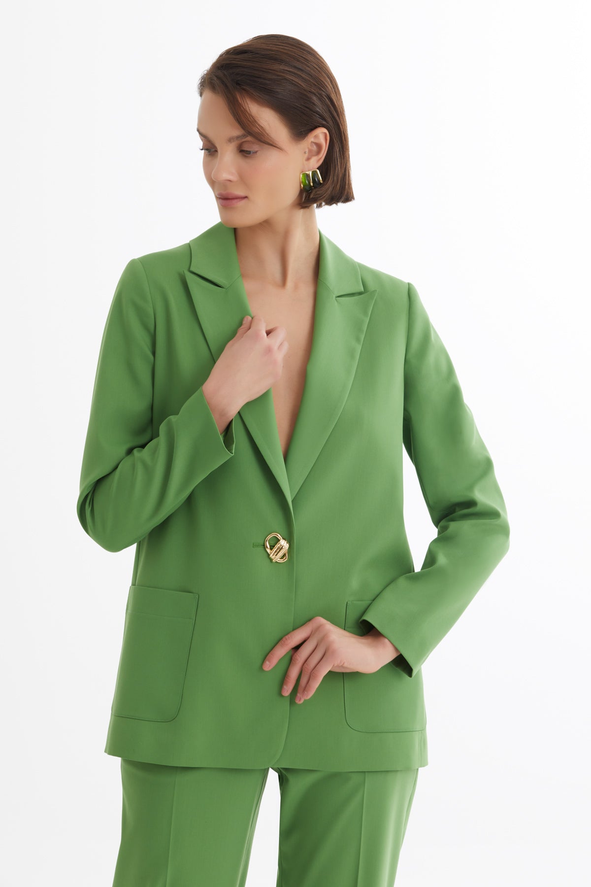 Green Single-Button Blazer Suit