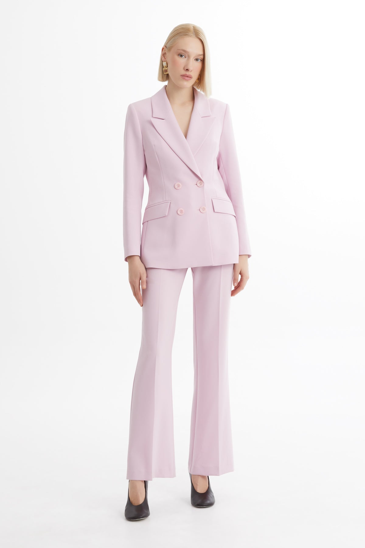 Purple Blazer and Straight-Leg Trouser Set