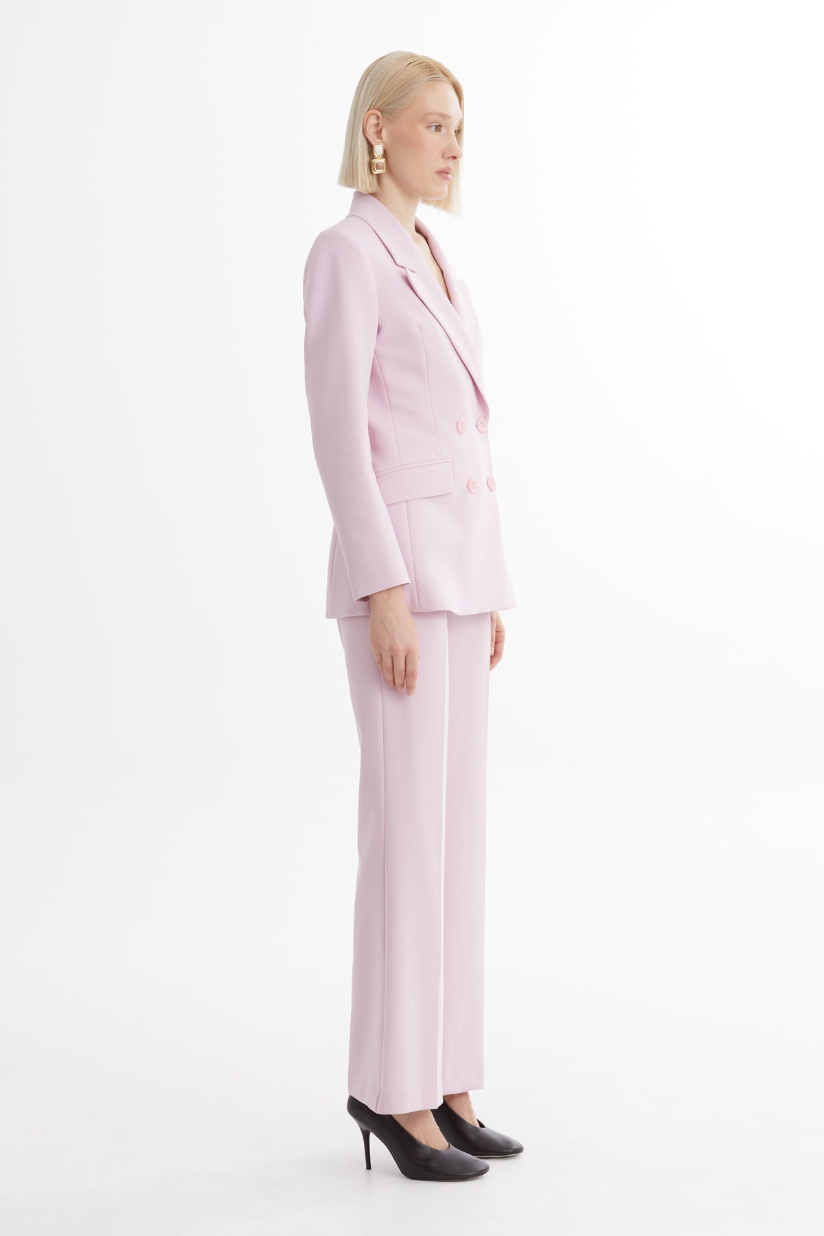 Purple Blazer and Straight-Leg Trouser Set