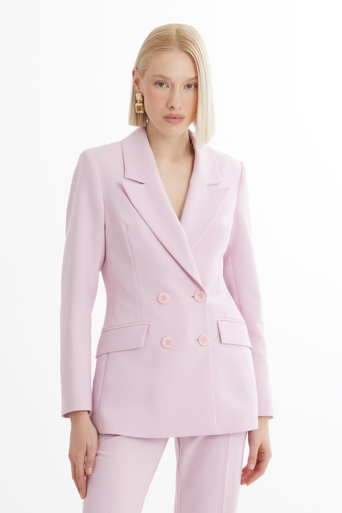 Purple Blazer and Straight-Leg Trouser Set