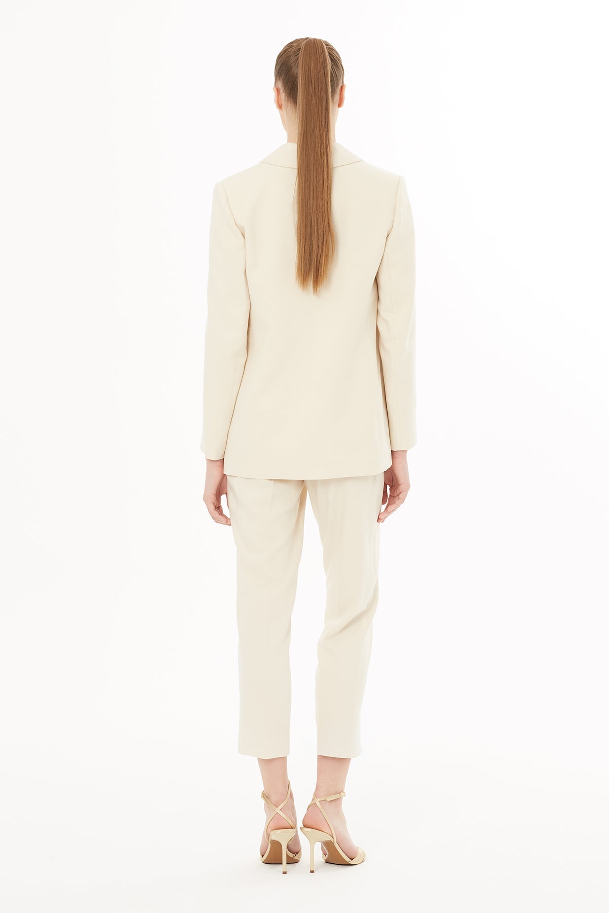 Ecru Jacket and Carrot-Leg Pants Set