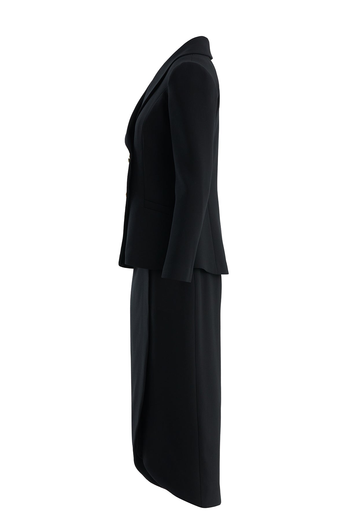 Black Wrap Blazer Skirt Set