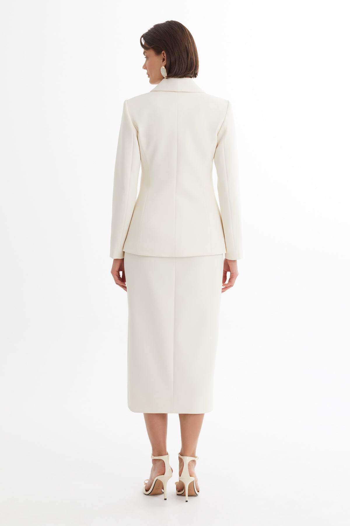 Ecru Wrap Blazer Skirt Set