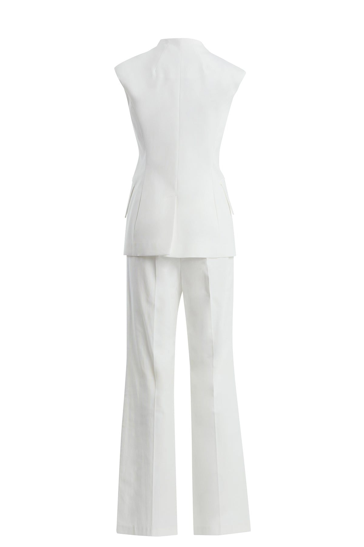 Ecru Asymmetric-Collar Blazer Trouser Set