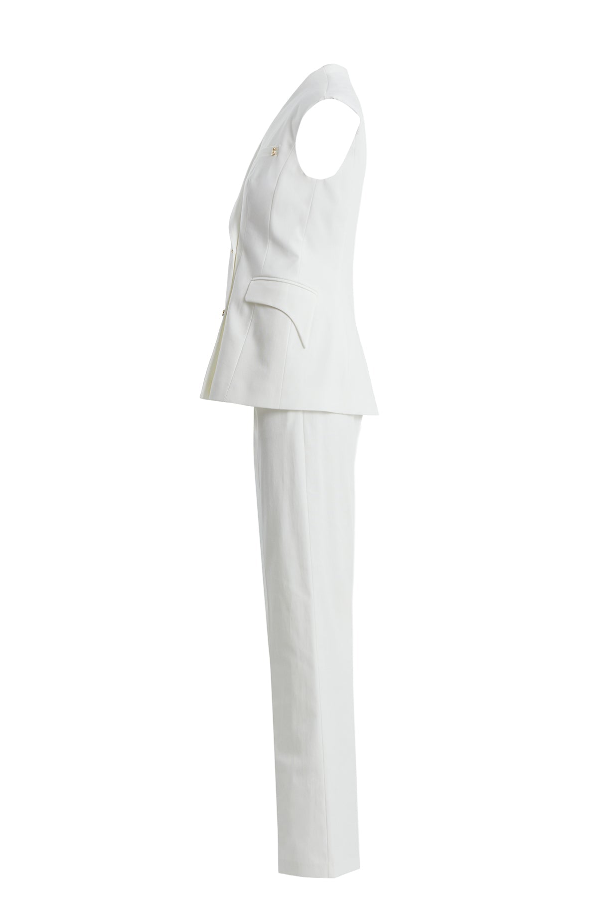 Ecru Asymmetric-Collar Blazer Trouser Set