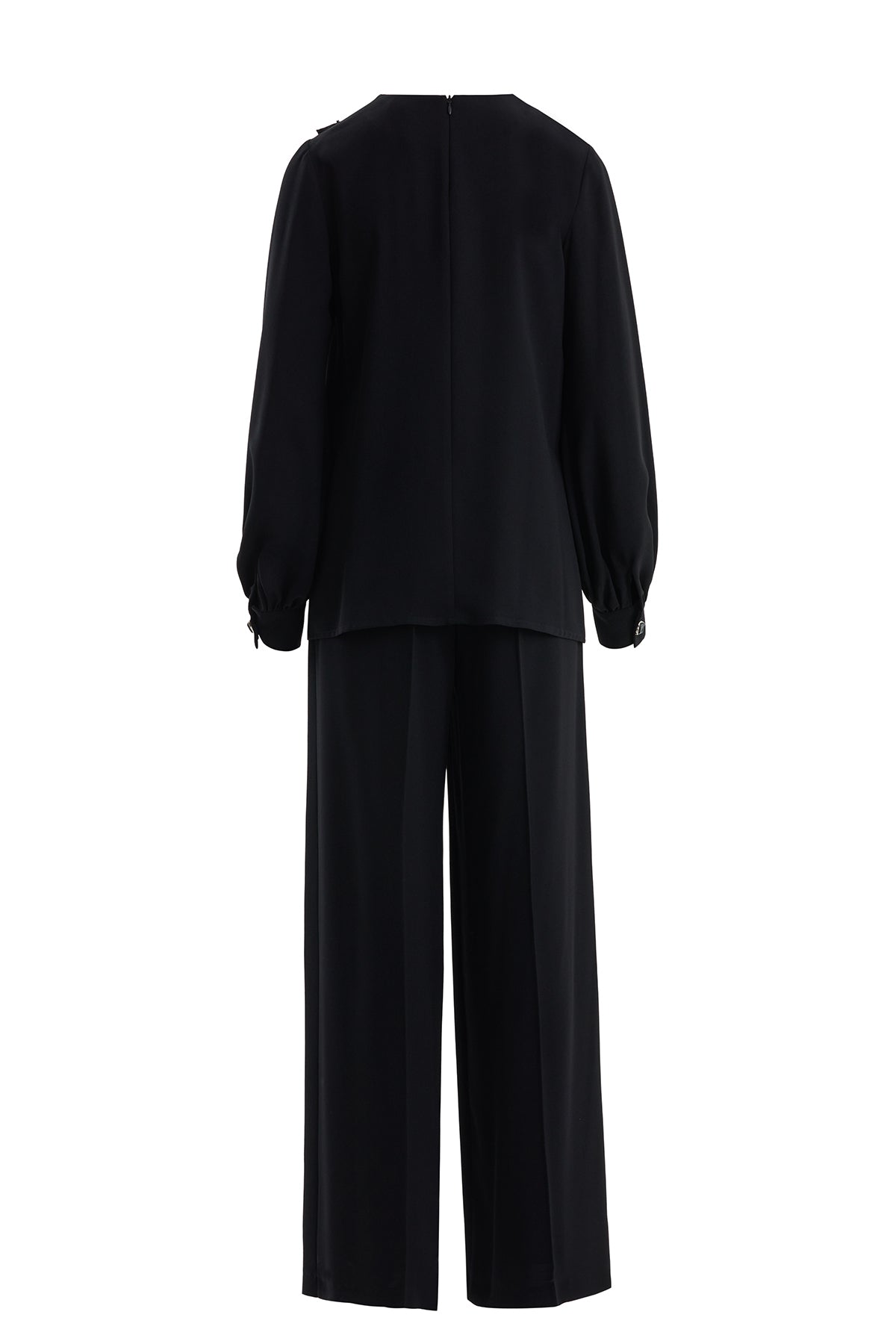 Black Asymmetric Blouse and Pants Set