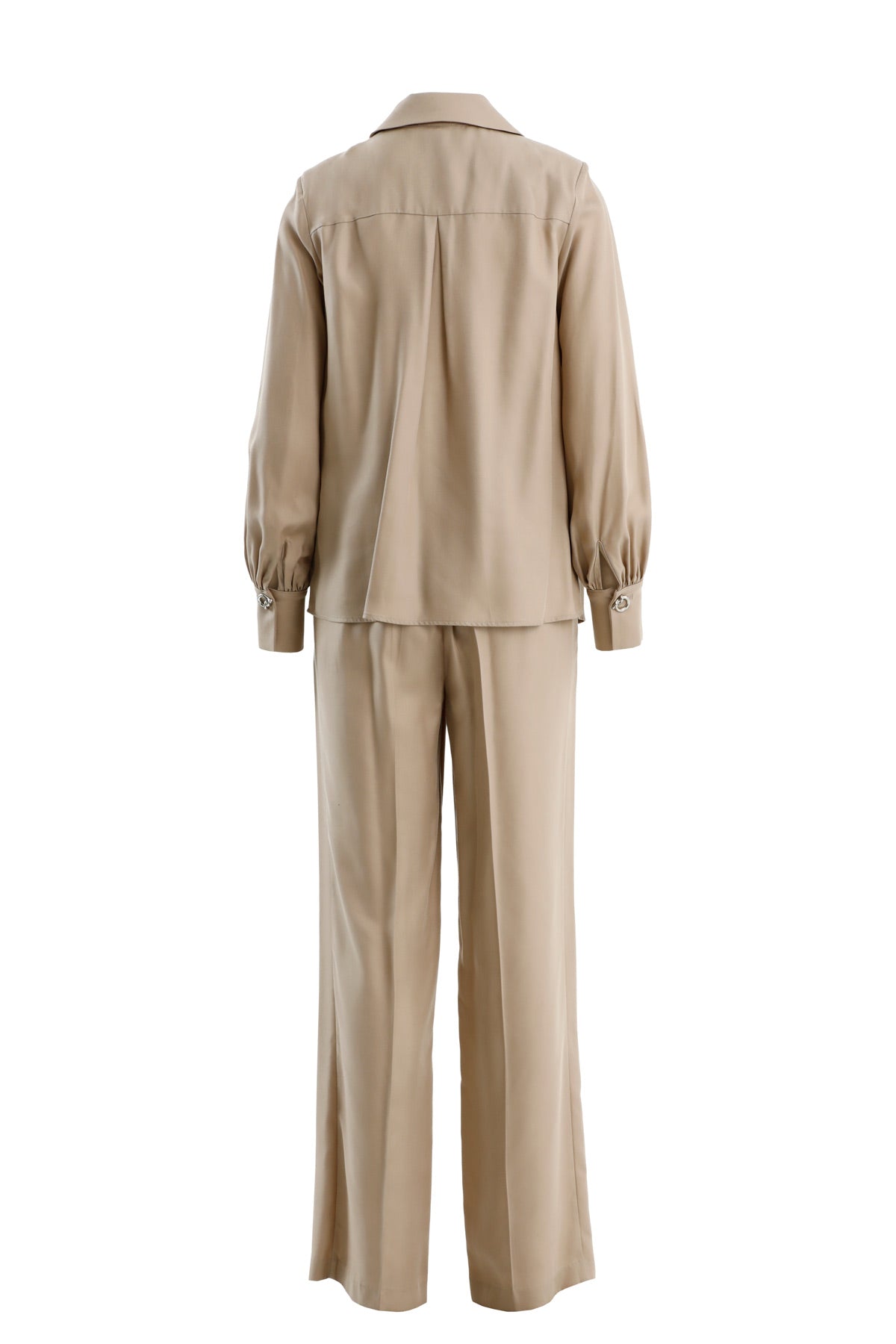 Beige Shirt and Pants Two-Piece Set