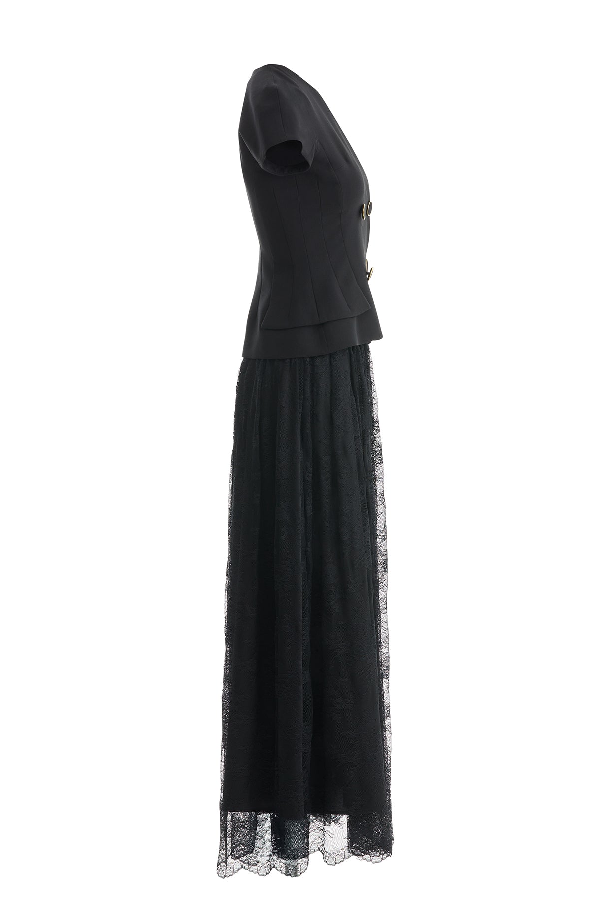 Black Lace Skirt Vest Set