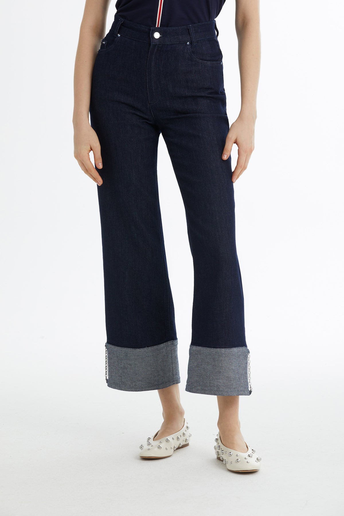 Blue Embroidered Detail Jeans