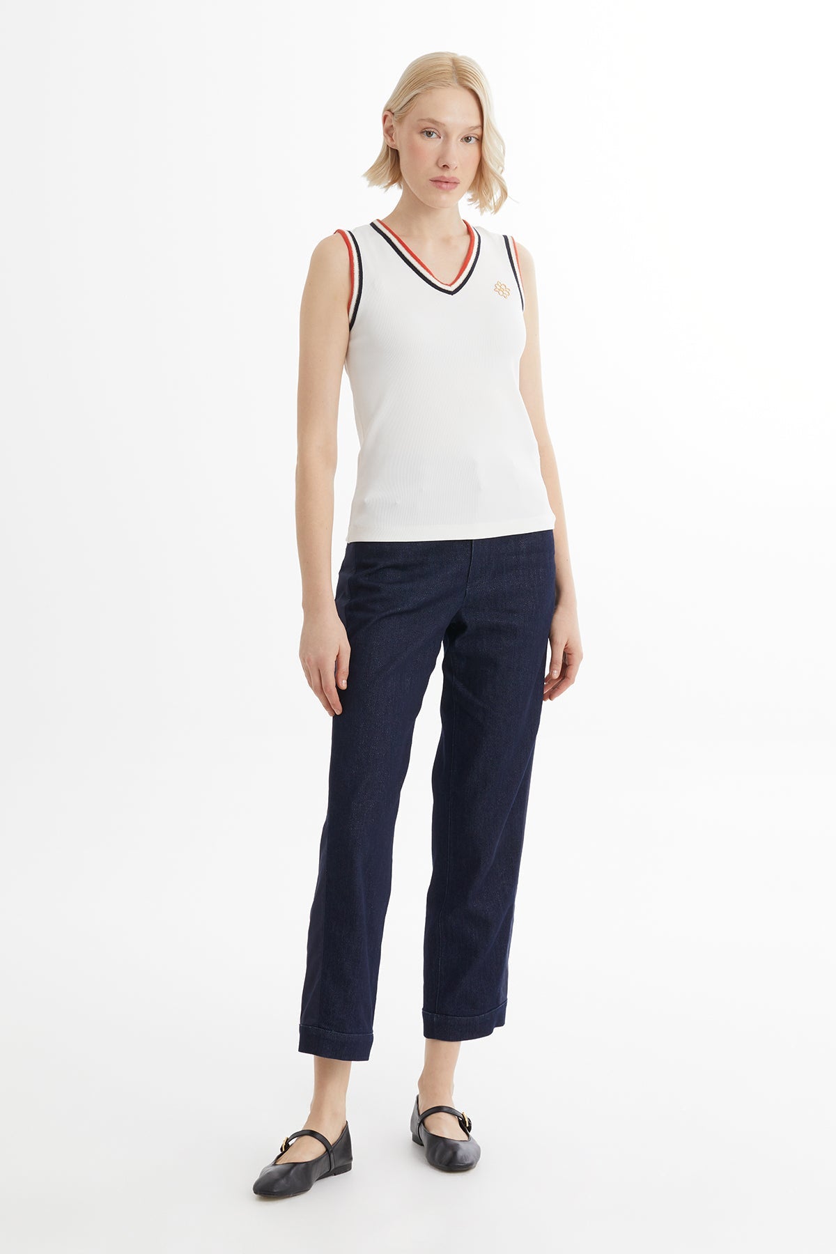 Ecru Metal Accent Detail Blouse