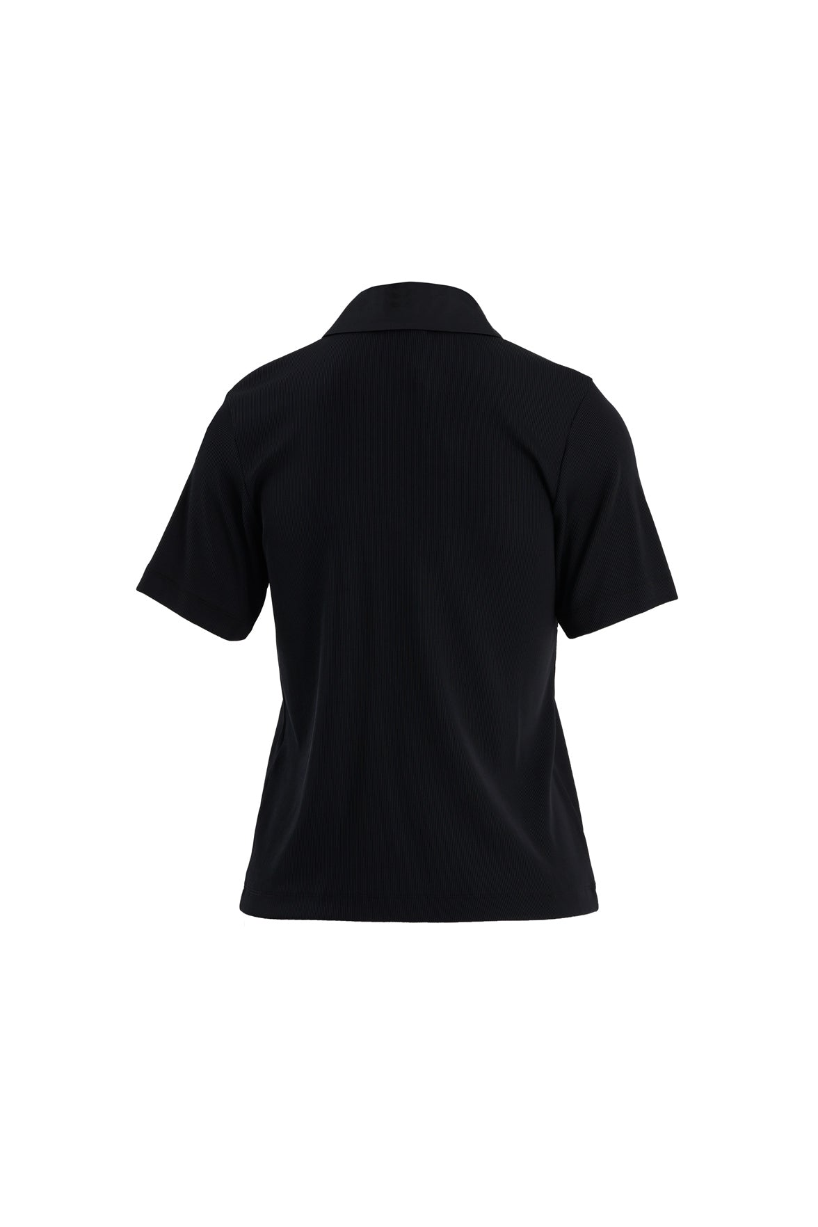 Black Zip-Front Short Sleeve Blouse