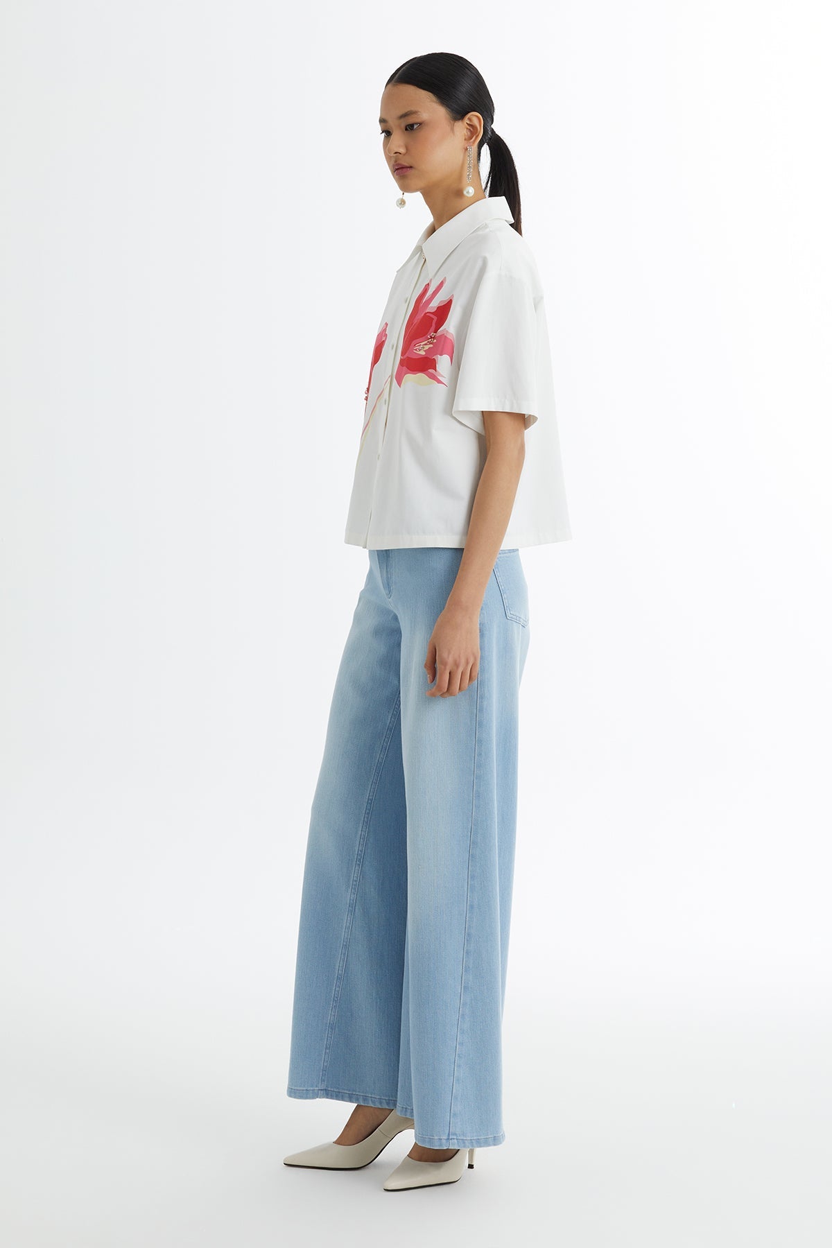 Ecru Printed Embroidered Statement Shirt