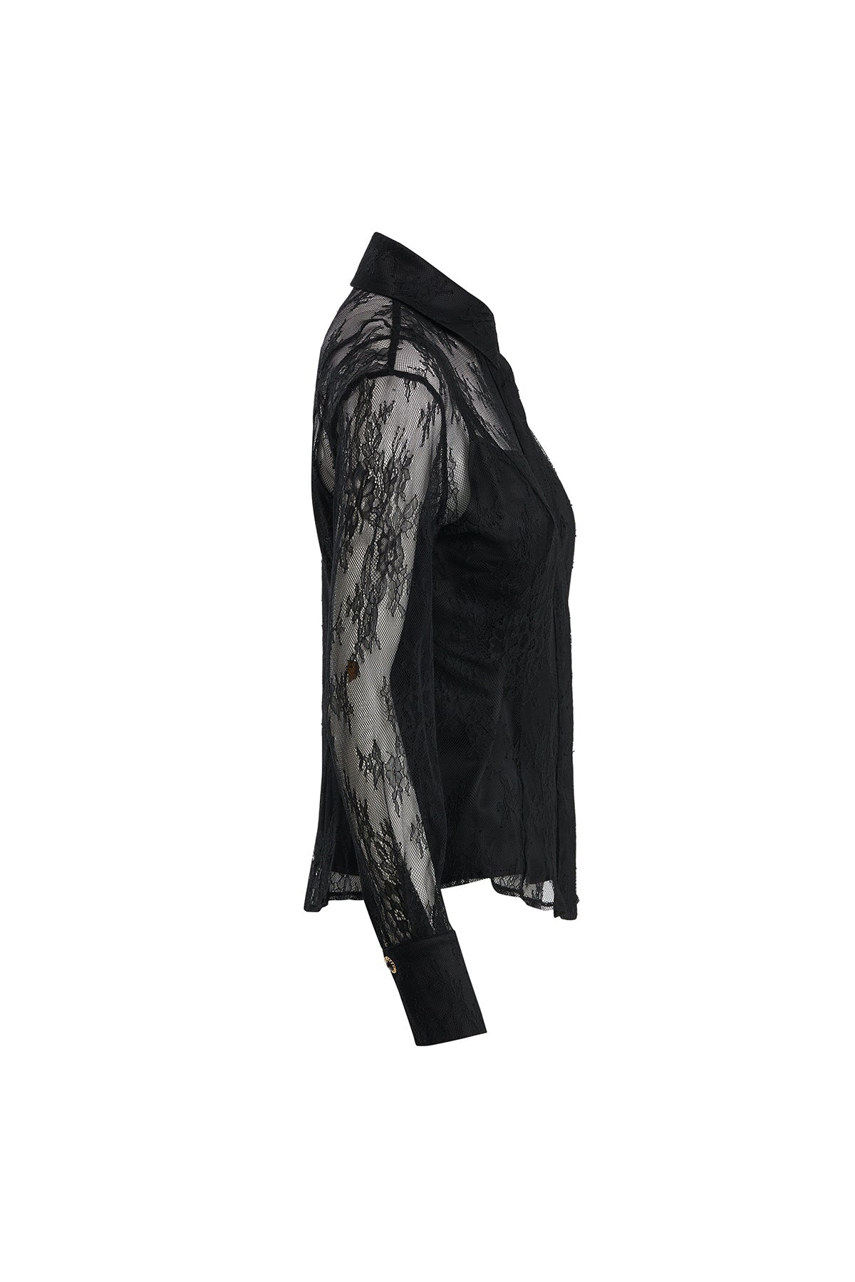Black Sheer Lace Shirt