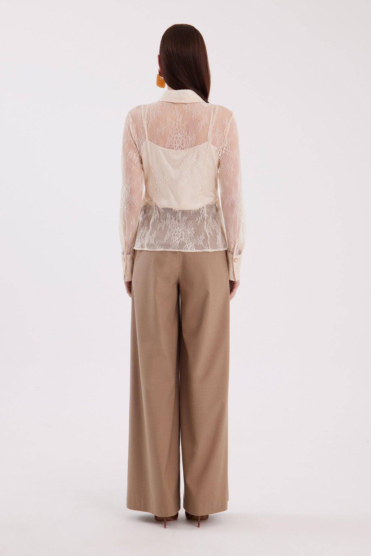 Beige Sheer Lace Shirt