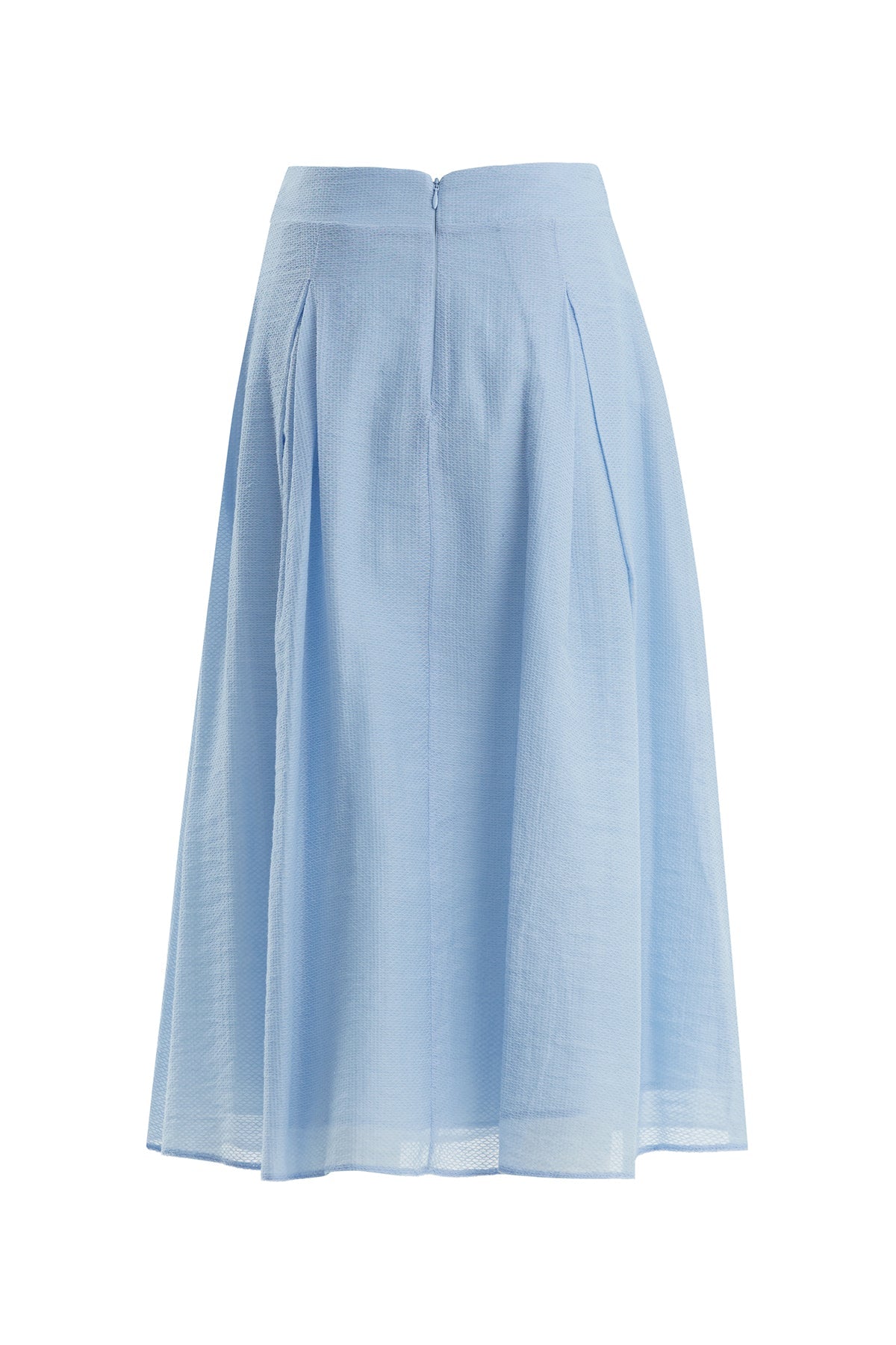 Blue Pleated Embroidered Skirt