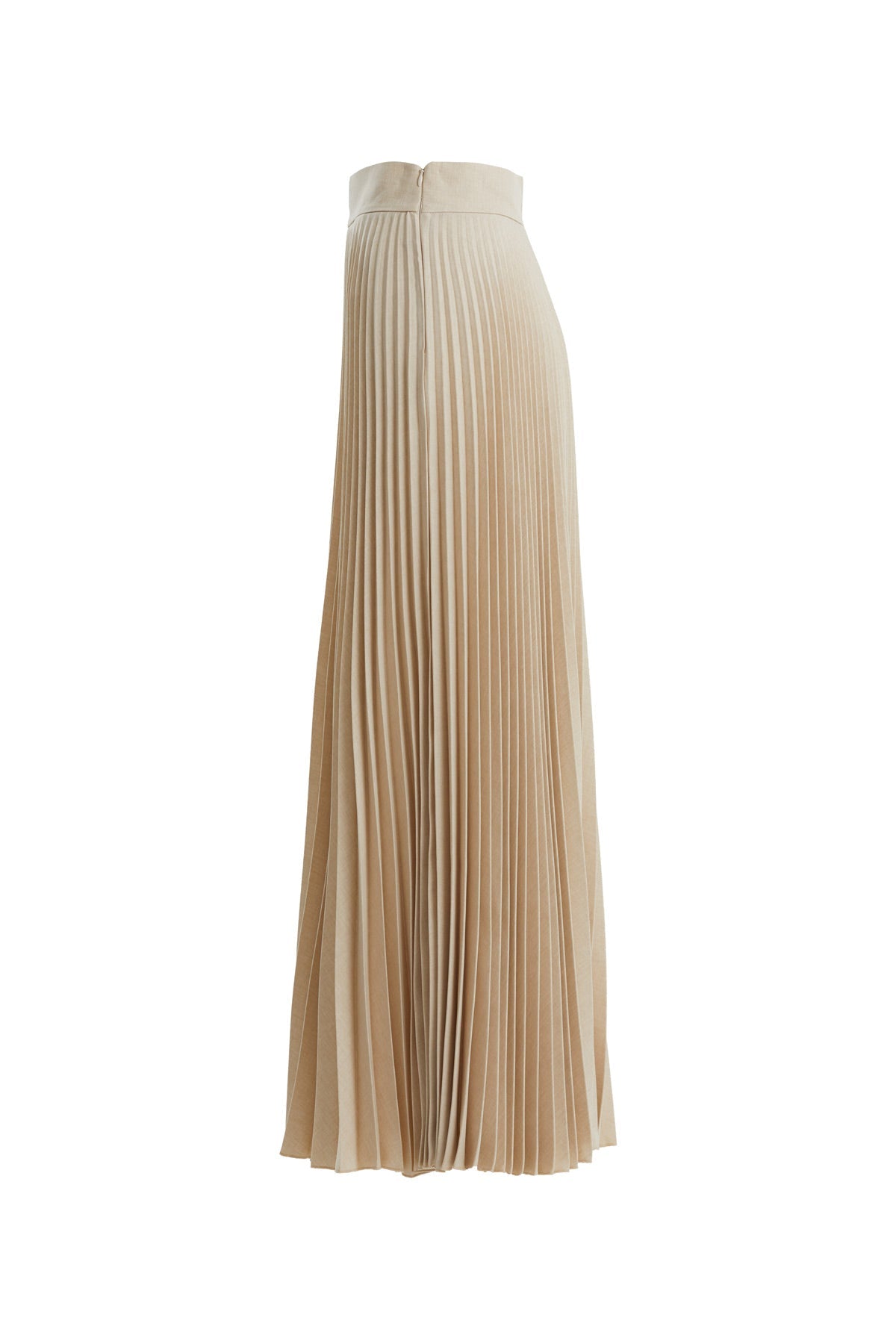 Beige Lined Pleated Skirt
