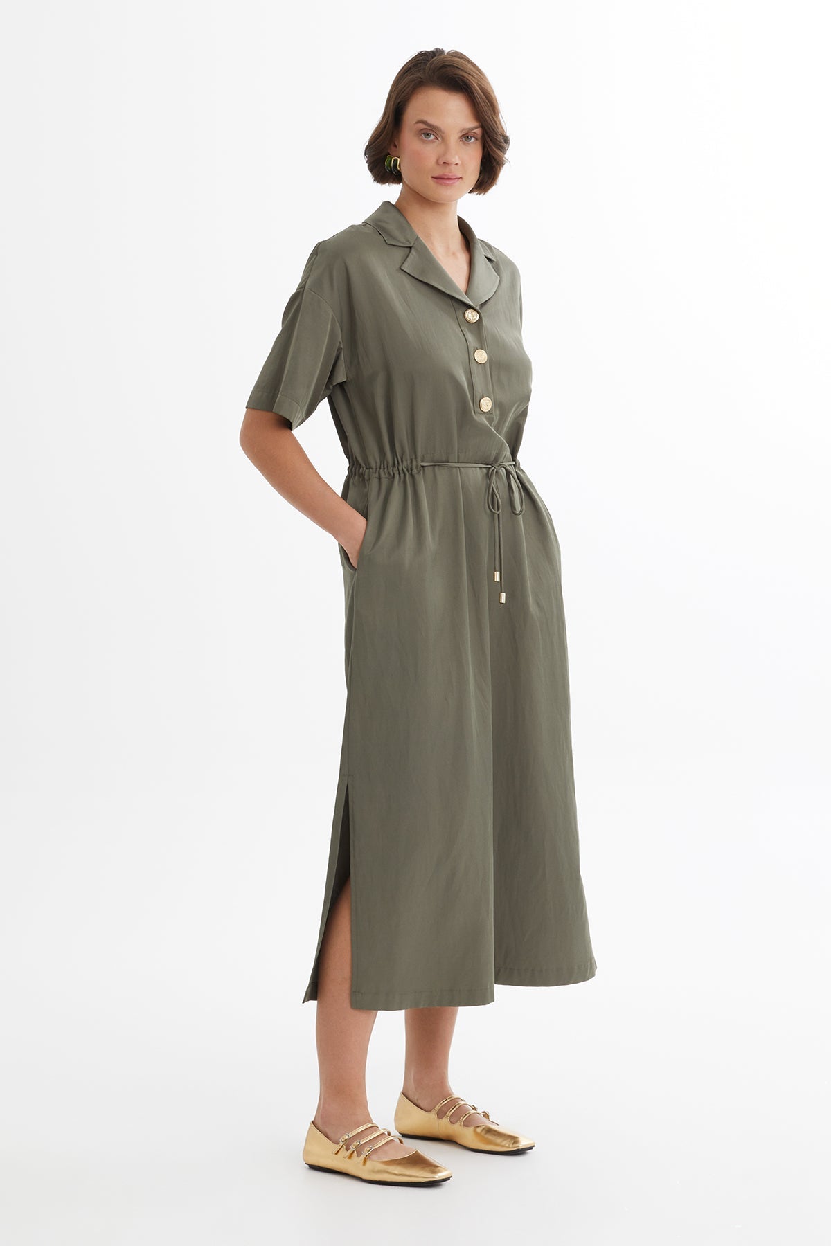 Green Cord-Tie Dress