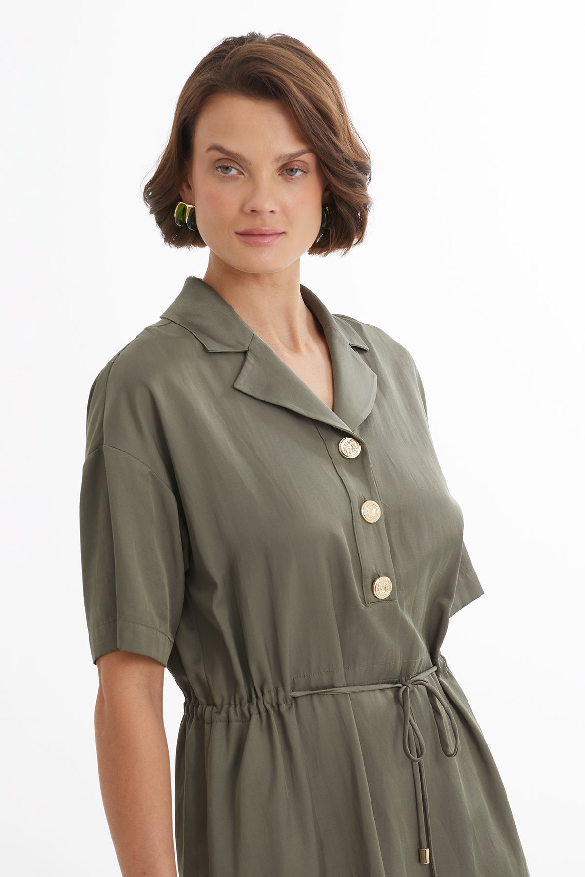 Green Cord-Tie Dress