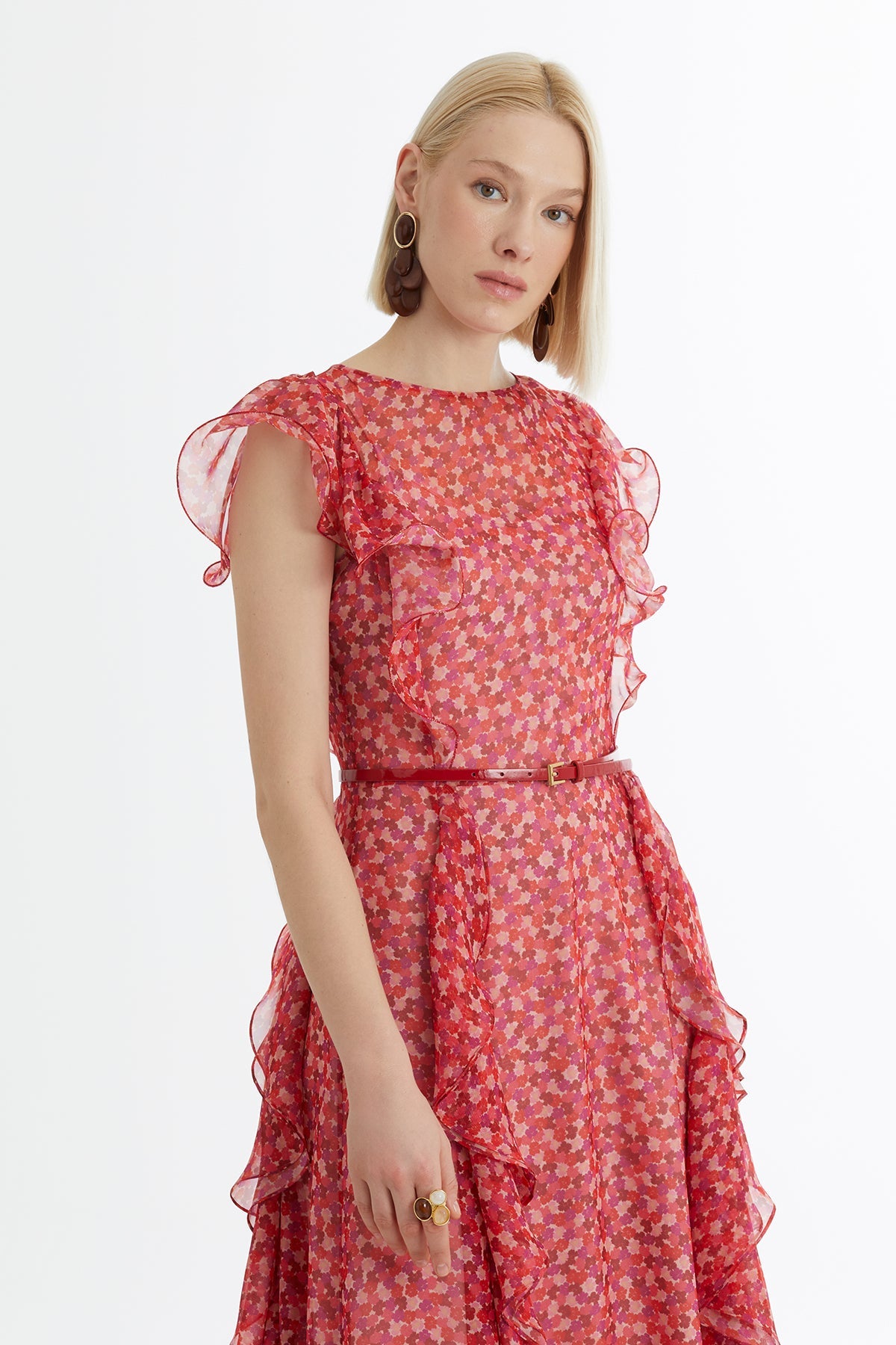 Belted Patterned Dress