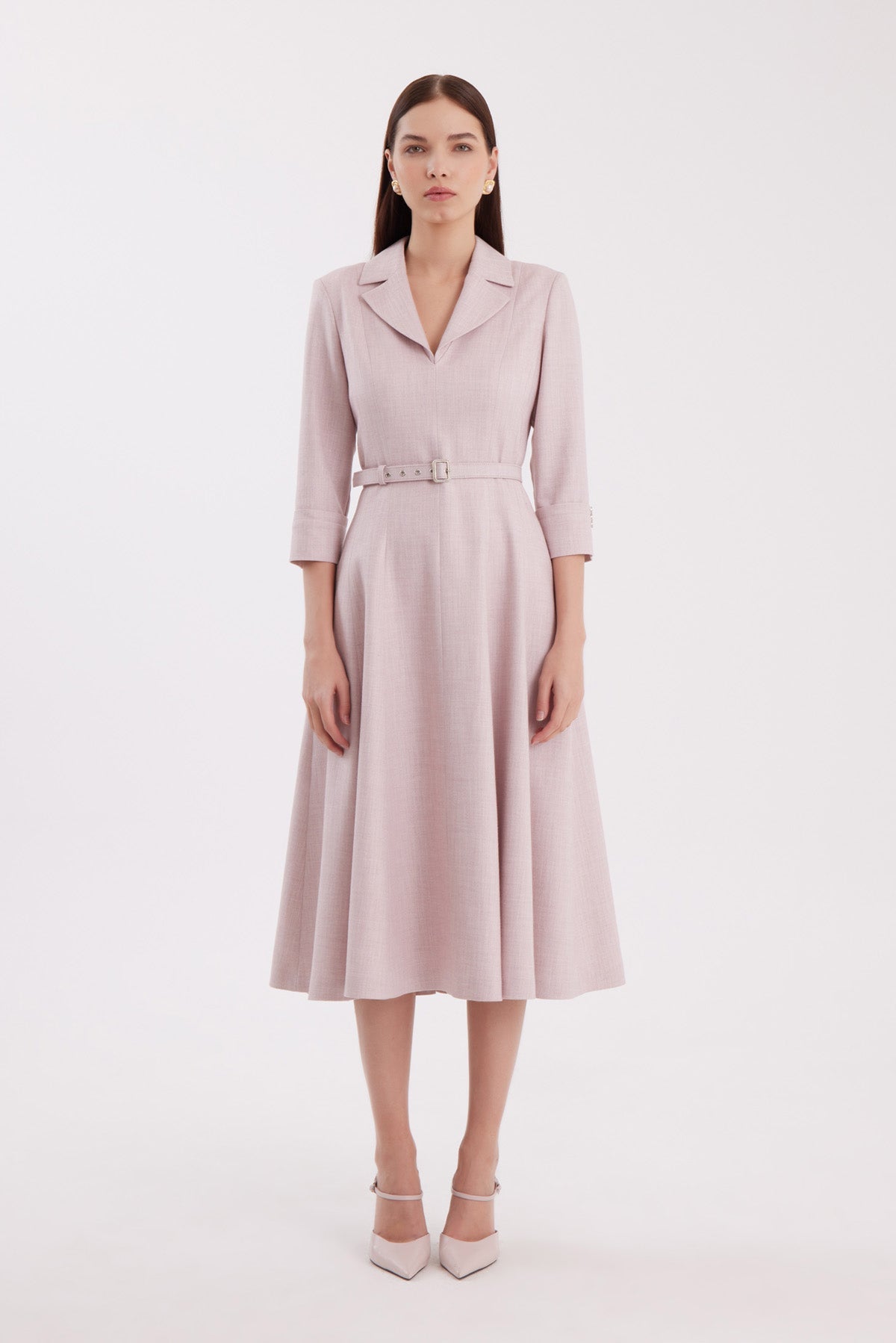 Ecru Shimmer Woven Fabric Dress