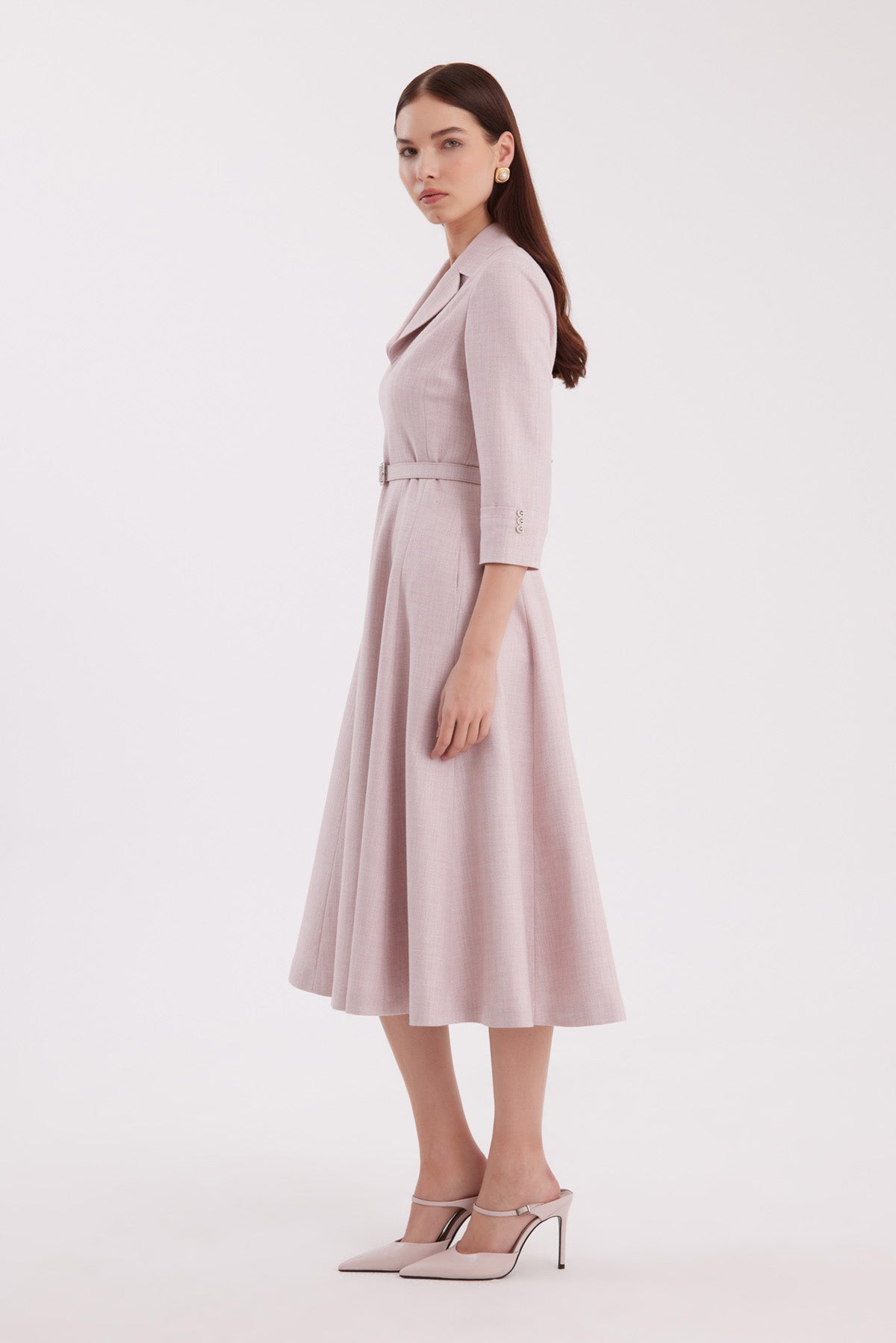 Ecru Shimmer Woven Fabric Dress