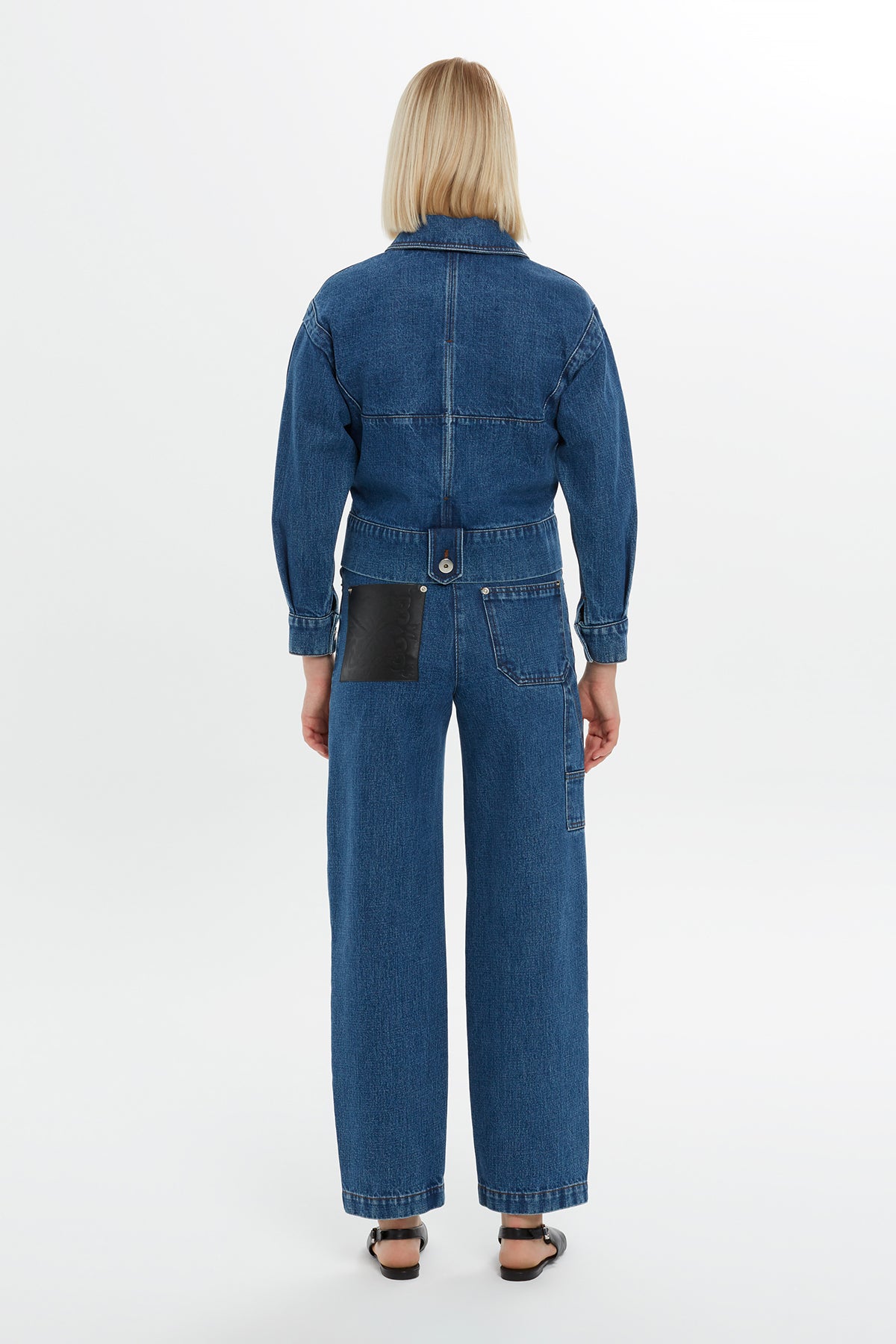 Short Denim Jacket with Leather Details N